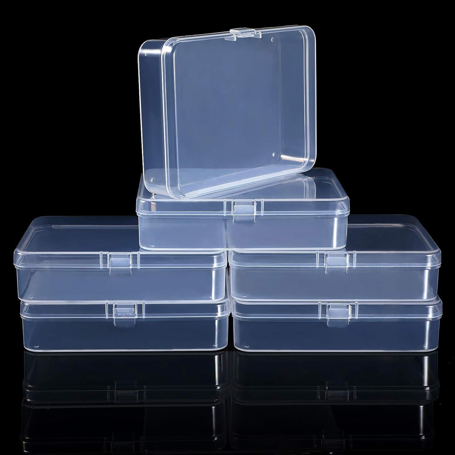6 Pieces Mini Plastic Clear Beads Storage Containers Box or Collecting Small Items, Beads, Jewelry, Business Cards, Game Pieces, Crats (4.5 x 3.3 x 1.2 Inch) - Image 3