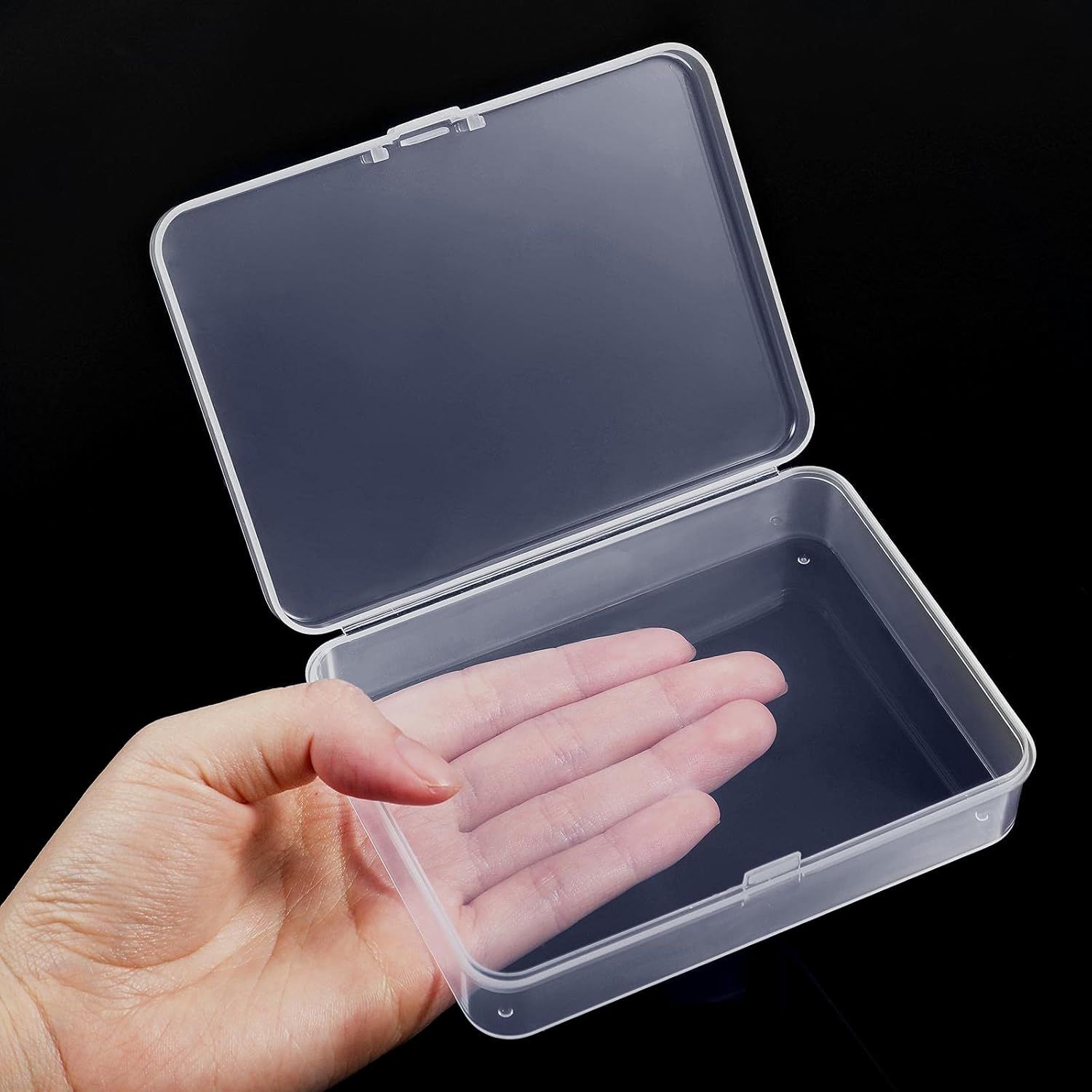 6 Pieces Mini Plastic Clear Beads Storage Containers Box or Collecting Small Items, Beads, Jewelry, Business Cards, Game Pieces, Crats (4.5 x 3.3 x 1.2 Inch) - Image 4