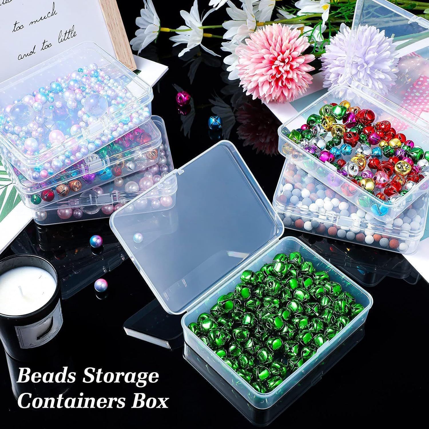 6 Pieces Mini Plastic Clear Beads Storage Containers Box or Collecting Small Items, Beads, Jewelry, Business Cards, Game Pieces, Crats (4.5 x 3.3 x 1.2 Inch) - Image 6