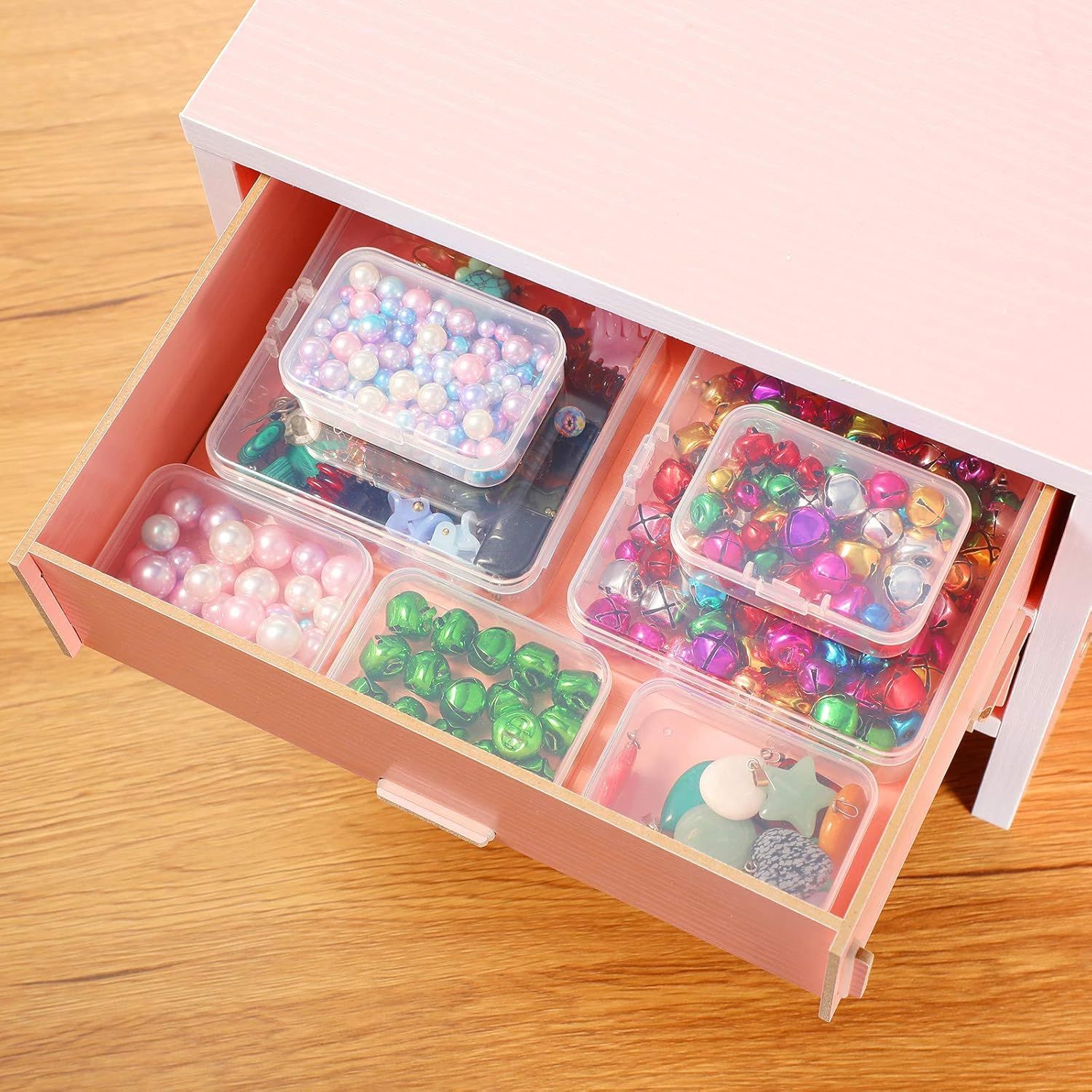 6 Pieces Mini Plastic Clear Beads Storage Containers Box or Collecting Small Items, Beads, Jewelry, Business Cards, Game Pieces, Crats (4.5 x 3.3 x 1.2 Inch) - Image 7