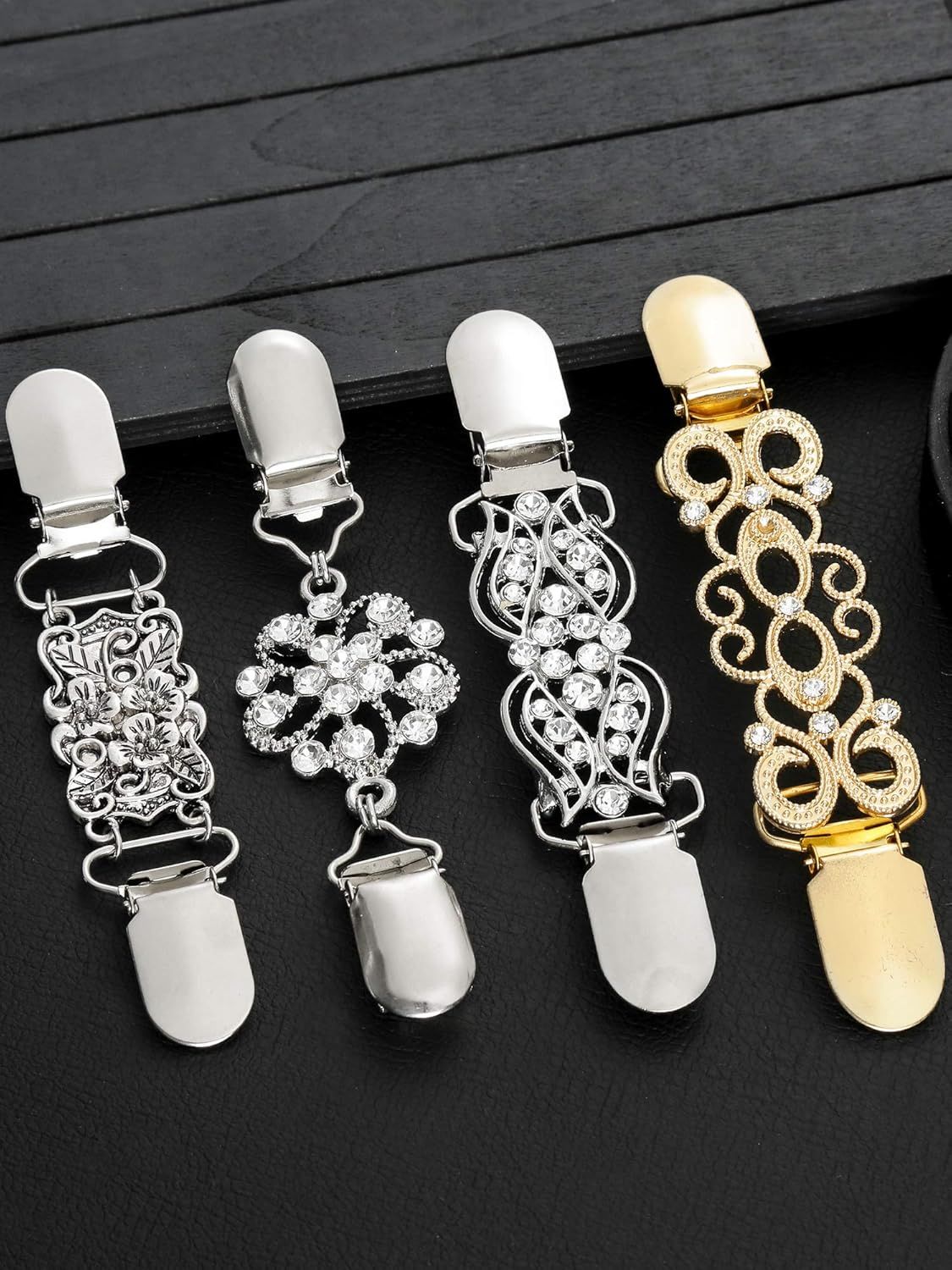 4 Pieces Vintage Sweater Shawl Clips Retro Cardigan Collar Dress Shirt Brooch Clips or Women Wearing, 4 Styles(Stylish Style) - Image 6