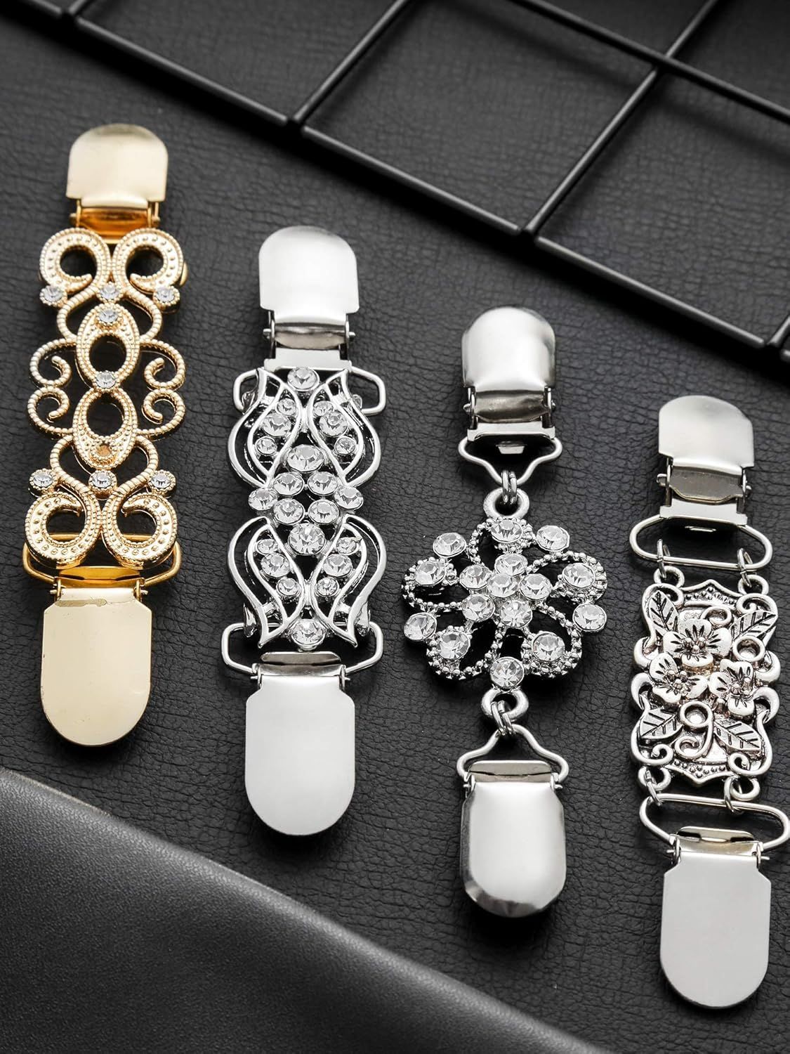 4 Pieces Vintage Sweater Shawl Clips Retro Cardigan Collar Dress Shirt Brooch Clips or Women Wearing, 4 Styles(Stylish Style) - Image 7