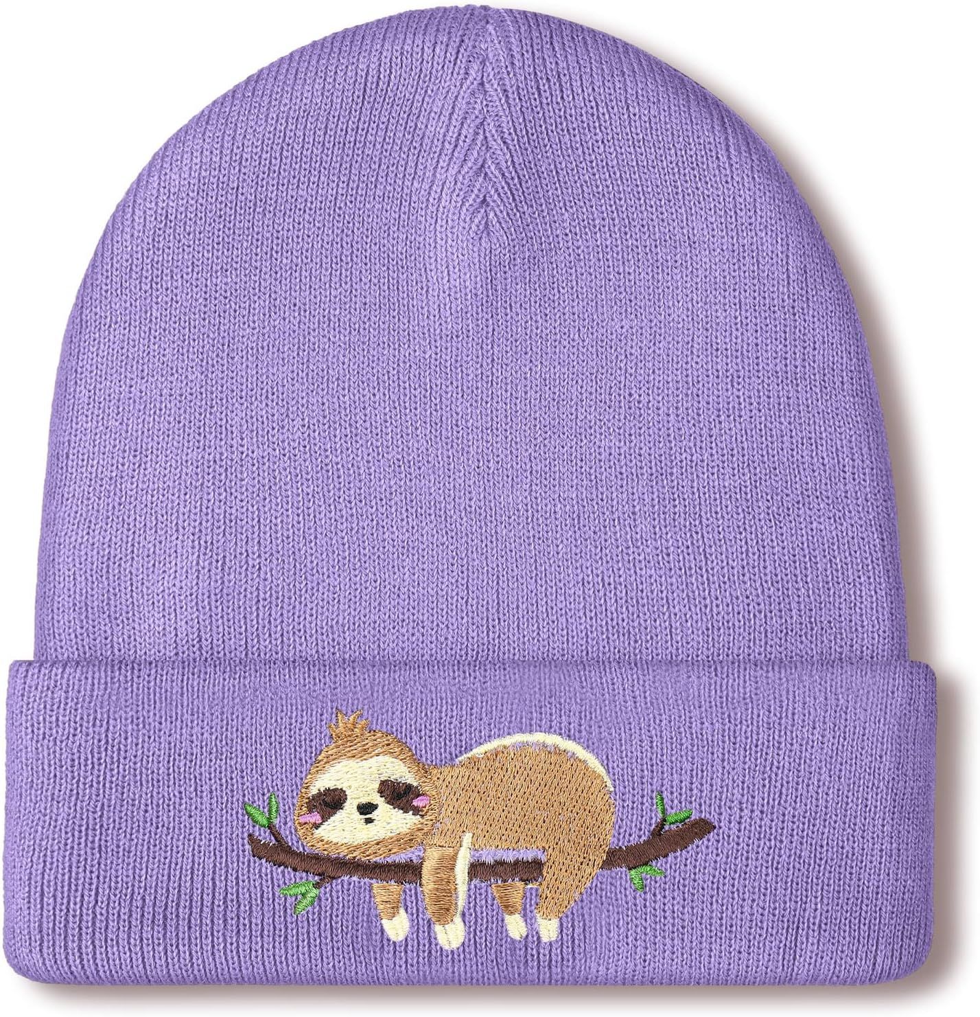 Sloth Beanie Winter Purple Hat or Women Cute Sloth Knitted Cap Winter Crochet Hat Gits or Women Animal Lovers - Image 1