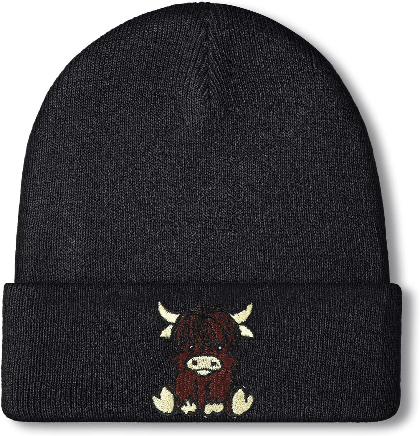 Black Highland Cow Beanie Winter Hat or Women Cute Beanie Womens Winter Hat Gits or Women Gits Animal Lovers - Image 1