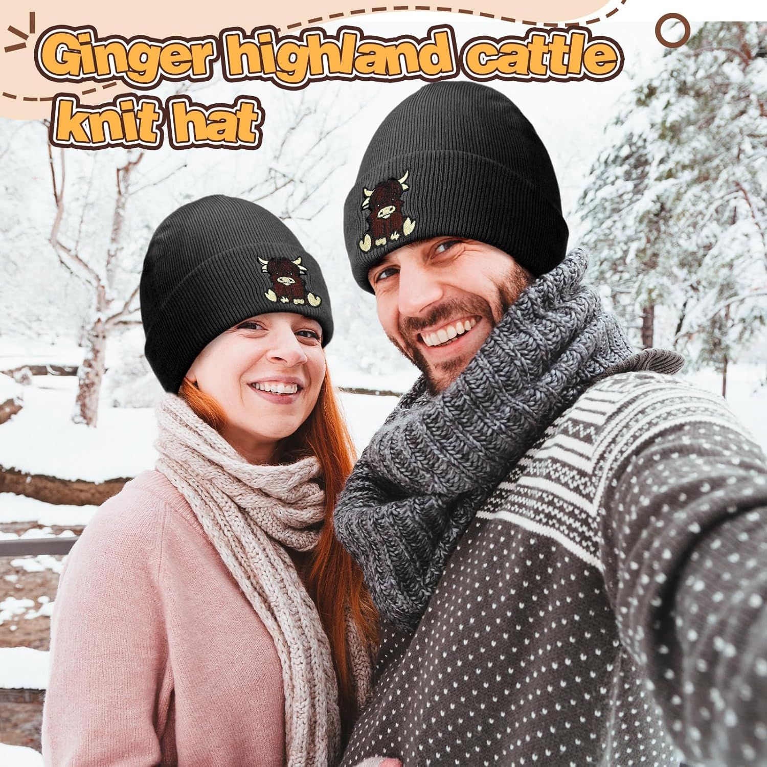 Black Highland Cow Beanie Winter Hat or Women Cute Beanie Womens Winter Hat Gits or Women Gits Animal Lovers - Image 6