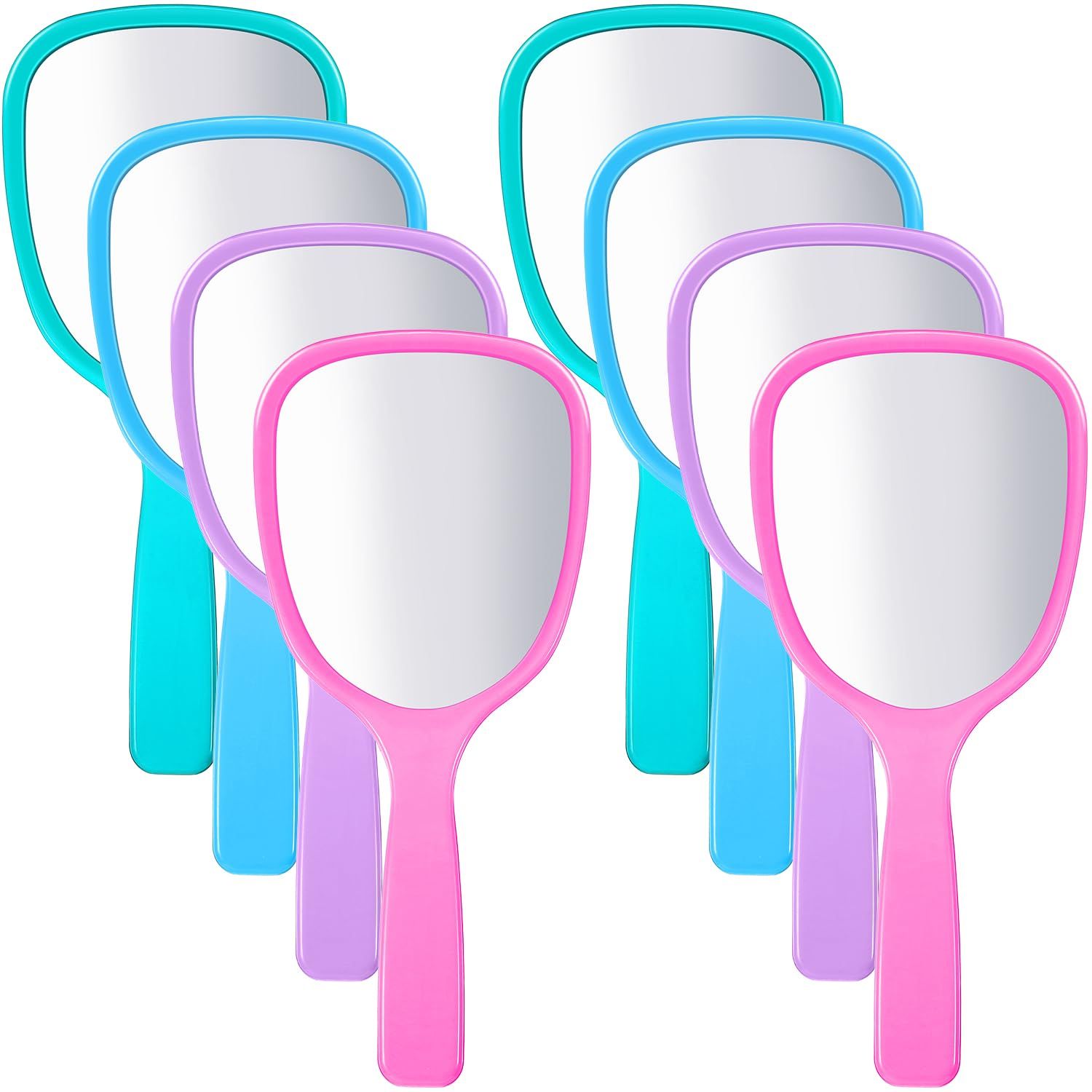 8 Pcs Small Handheld Hand Mirrors 1X Compact Travel Makeup Mirror 3.15 x 7.09 in Mini Handheld Cosmetic Kid Mirror or Girl DIY Crats Classroom Party avors (Blue,Green,Pink,Purple) - Image 1