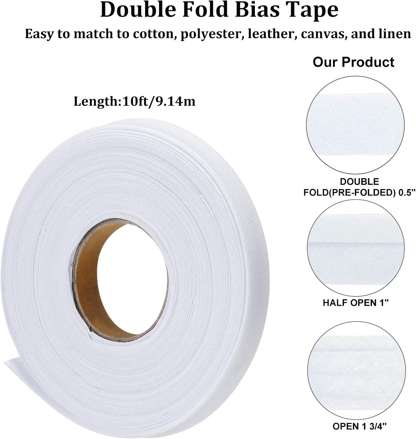 1/2 Inch Double old Bias Tape Bias Binding Wide old Cotton Tape or Sewing Seaming Hemming Piping Quilting Projects (White,10 Yards) - Image 3