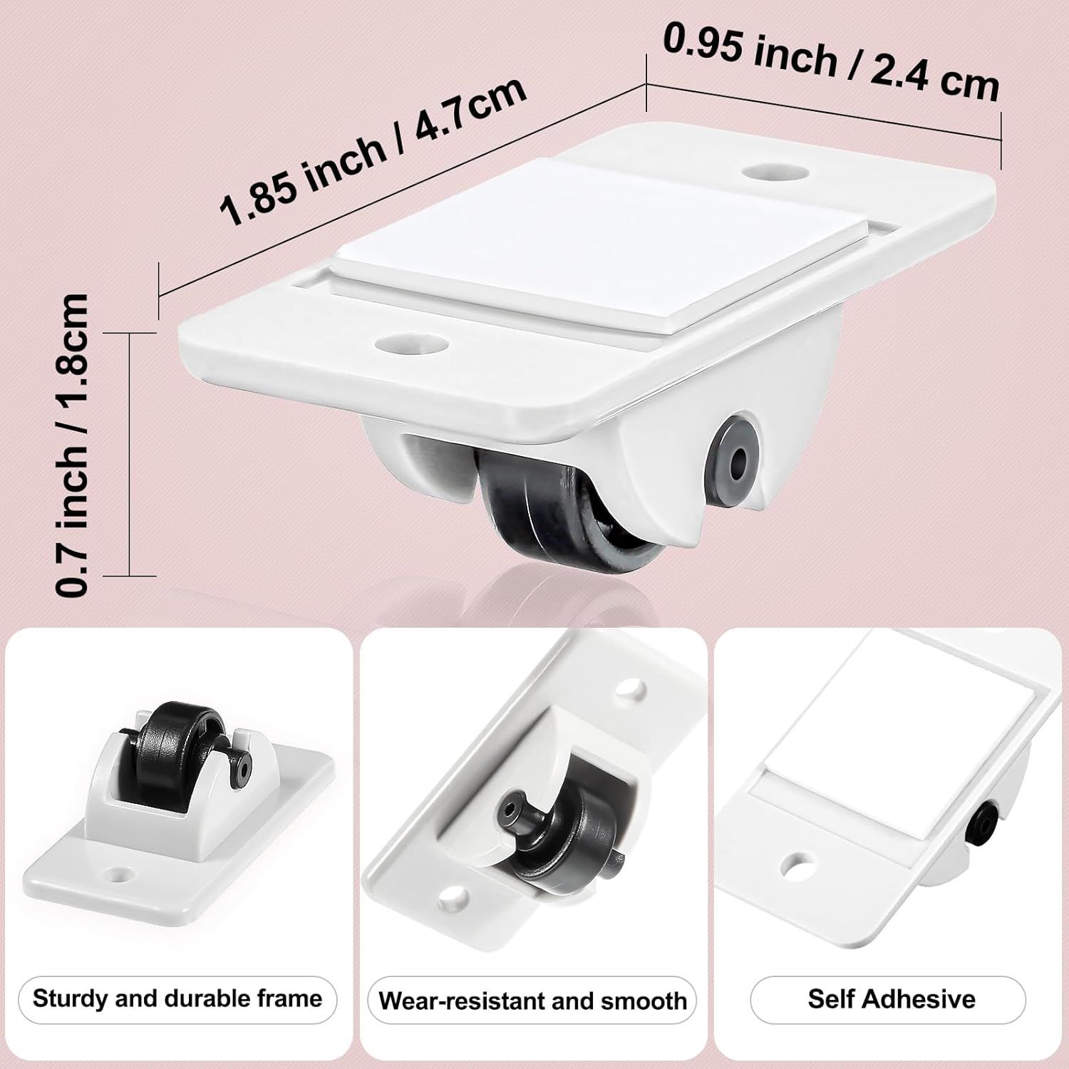 24 Pcs Sel-Adhesive ixed Casters – Caster Wheels or urniture, Cart, Storage Bins & DIY Toy Boxes, No-Drill Mini Wheels or Easy Mobility - Image 2