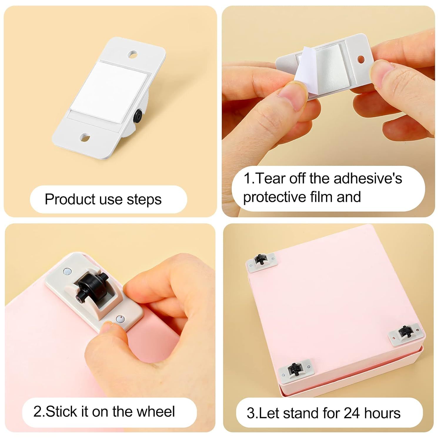 24 Pcs Sel-Adhesive ixed Casters – Caster Wheels or urniture, Cart, Storage Bins & DIY Toy Boxes, No-Drill Mini Wheels or Easy Mobility - Image 6