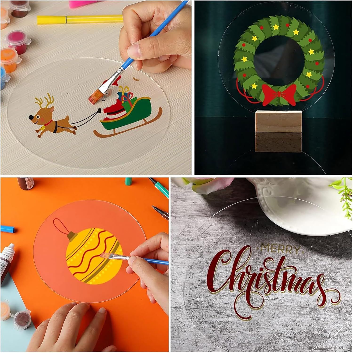 30 Pcs 3 Inch Acrylic Circle Blanks Clear Disc Round Transparent Acrylic Coasters Ornament Blanks Miniature Bases or Crats Christmas Ornament DIY Art Projects Suplies - Image 4