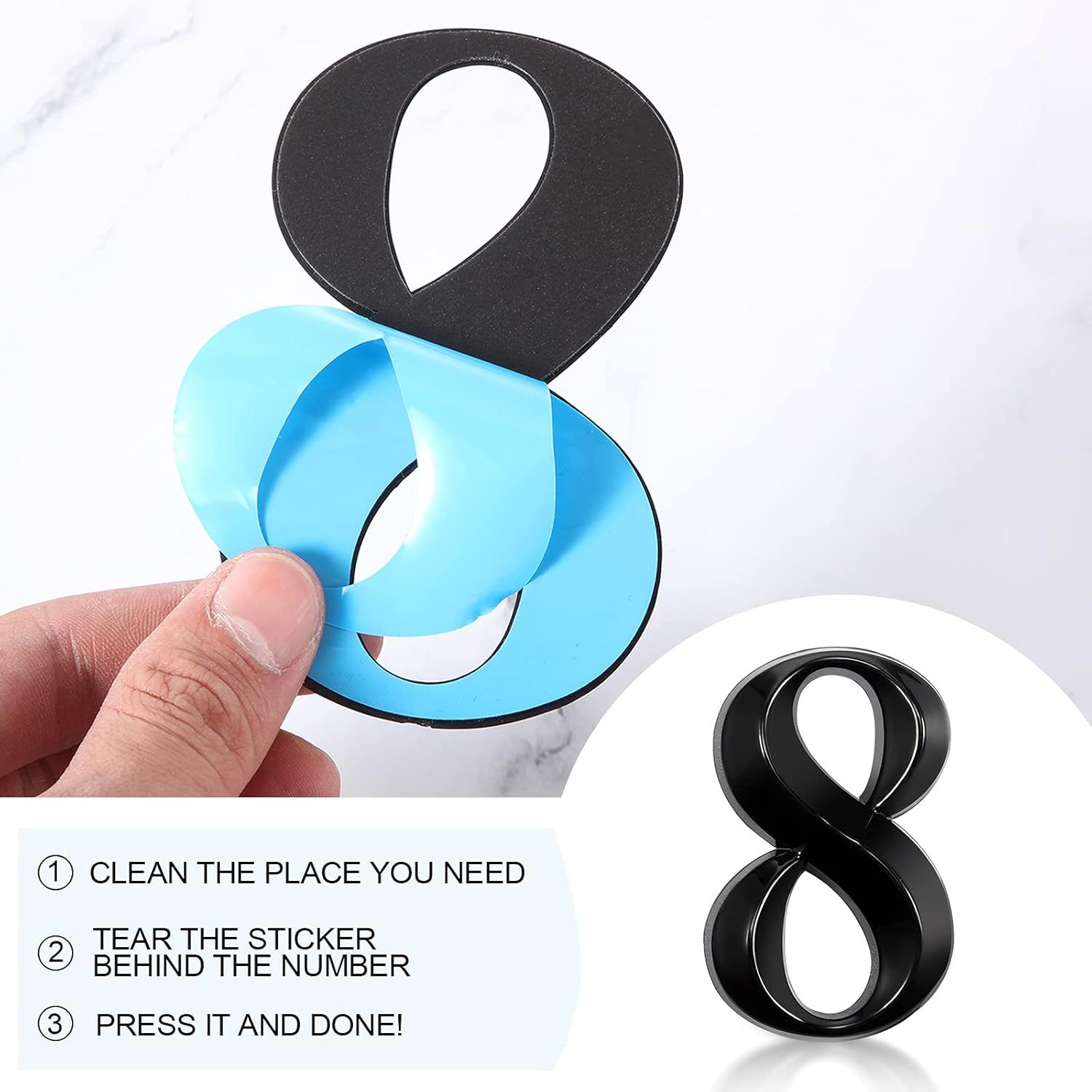 10 Pcs House Numbers 3D Door Mailbox Numbers 0-9 Sel Adhesive House Door Street Address Stickers or, Apartment, Oice, Hotel Room, Mailbox Signs(4 x 2.5 Inches,Black) - Image 5
