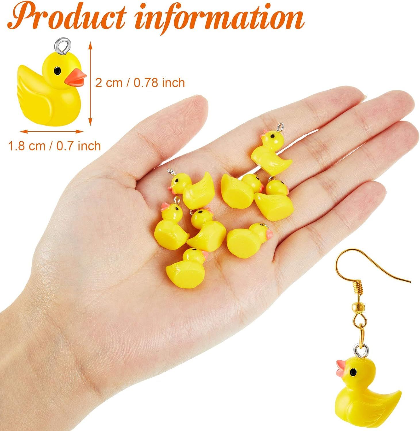 40 Pcs Mini Resin Duck Charms Pendants indings Beads or Women Adult Jewelry Making DIY Bracelet Necklace Earrings Keychain Crats Gits Party avors(Yellow,Classic) - Image 3