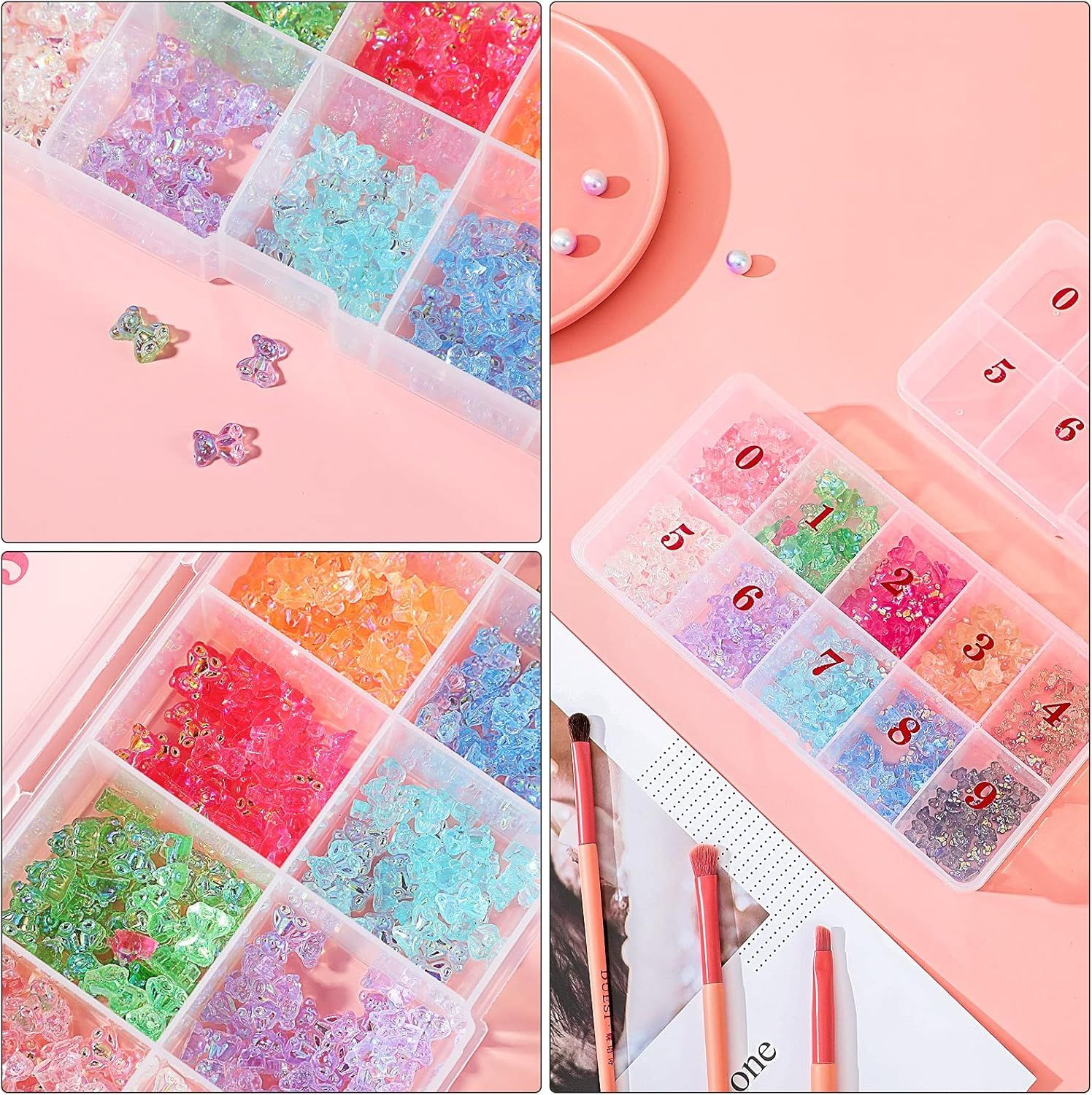2 Pieces Nail Tip Box Empty alse Nail Tips Organizer Box with 10 Number Spaces Storage Case Container Nails Plastic Grid Boxes or ingernail Crystal Jewelry Accessories(White) - Image 6