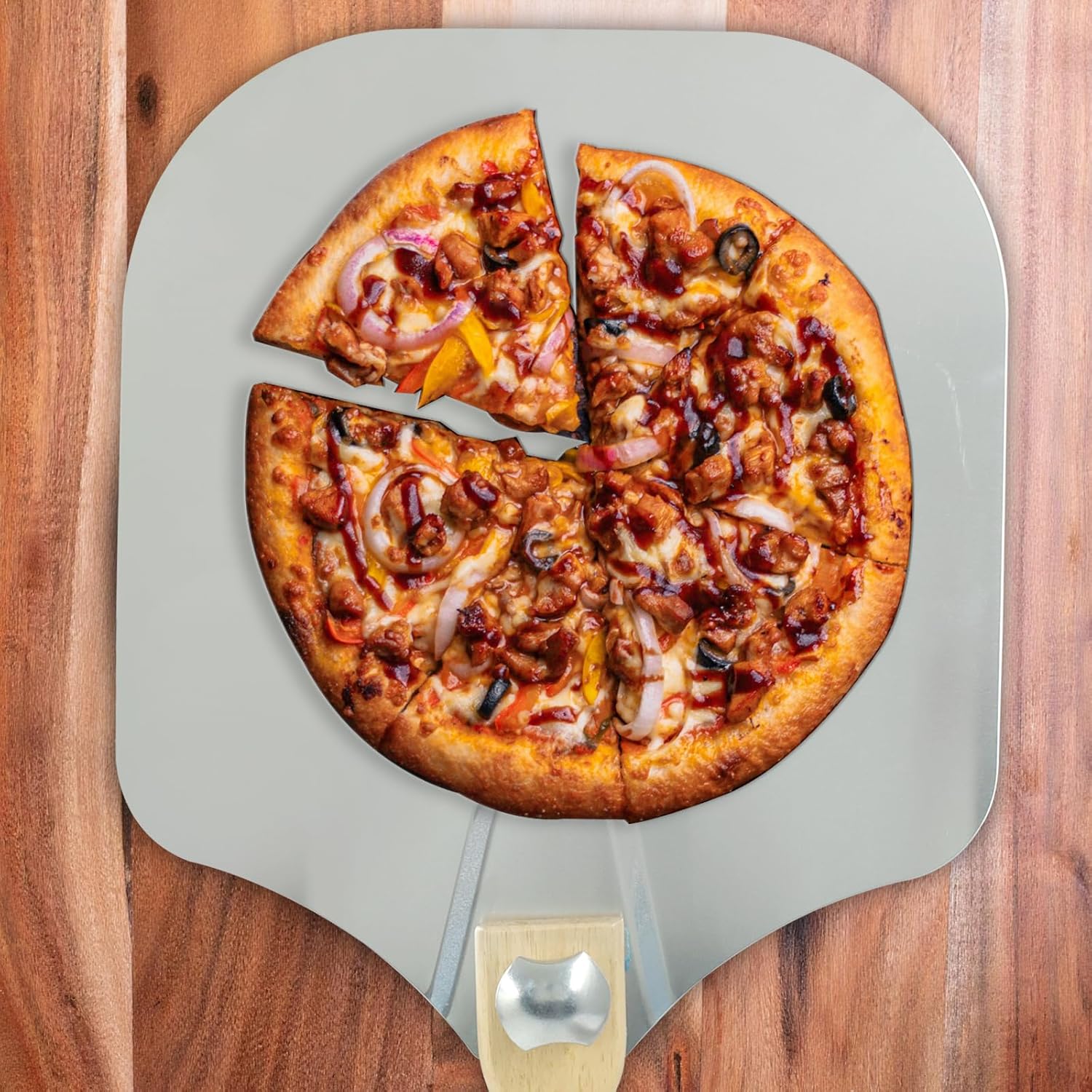 Biaungdo 12 Inch Aluminum Metal Pizza Peel, Pizza Spatula Paddle with Foldable Wood Handle for Oven - Image 6