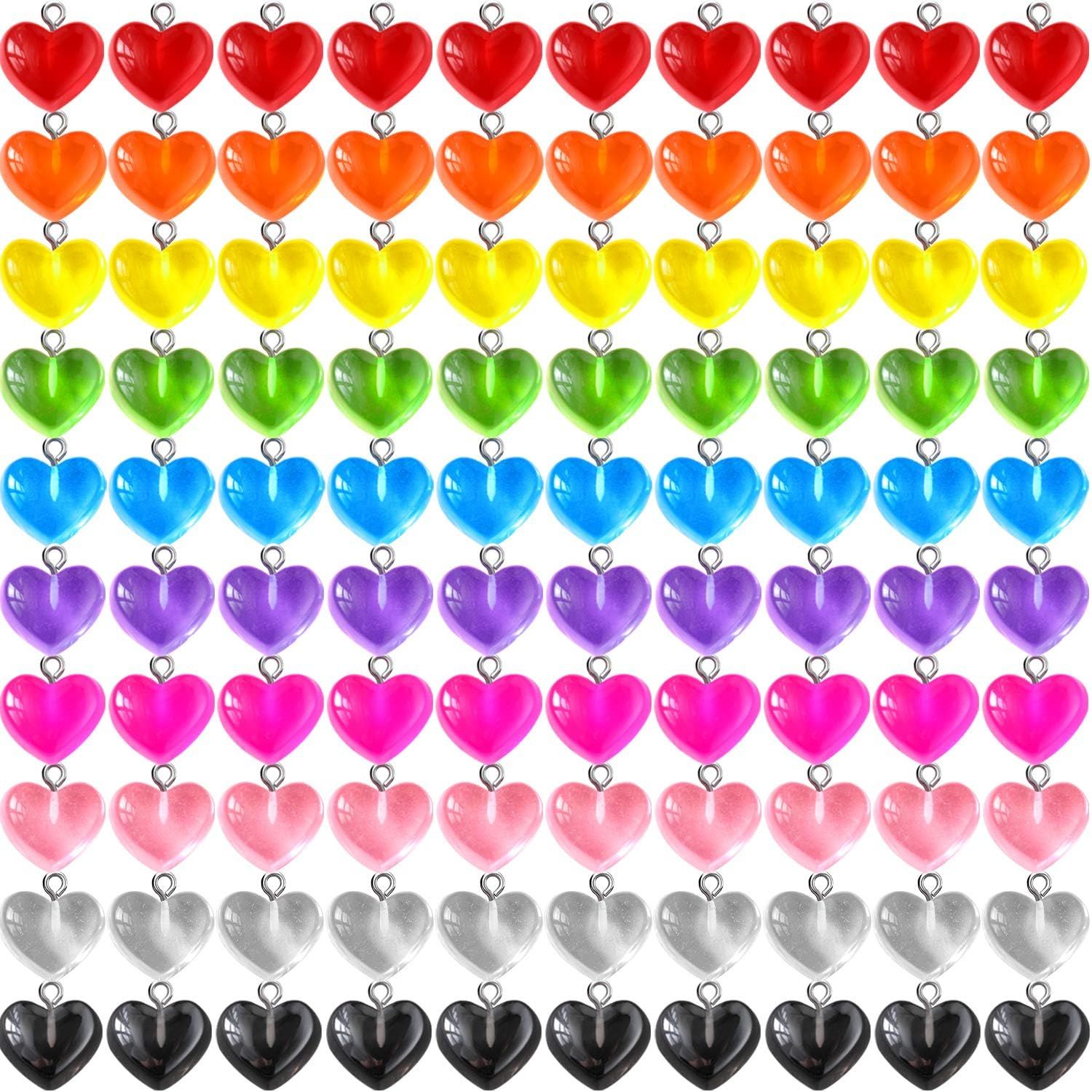 Heart Charms Pendant Colorul Love Heart Candy Keychains Charm Necklace Earring Pendant or DIY Jewelry Crats Supplies - Image 1