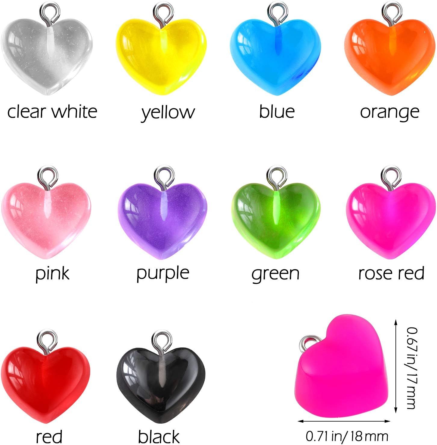 Heart Charms Pendant Colorul Love Heart Candy Keychains Charm Necklace Earring Pendant or DIY Jewelry Crats Supplies - Image 2