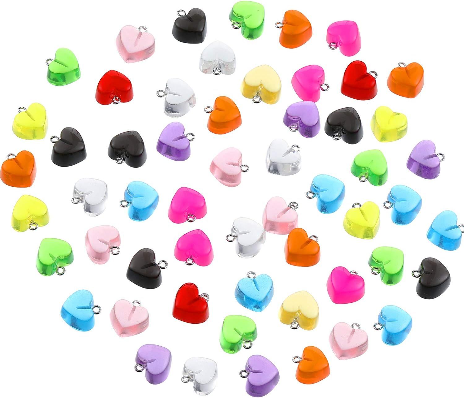 Heart Charms Pendant Colorul Love Heart Candy Keychains Charm Necklace Earring Pendant or DIY Jewelry Crats Supplies - Image 3