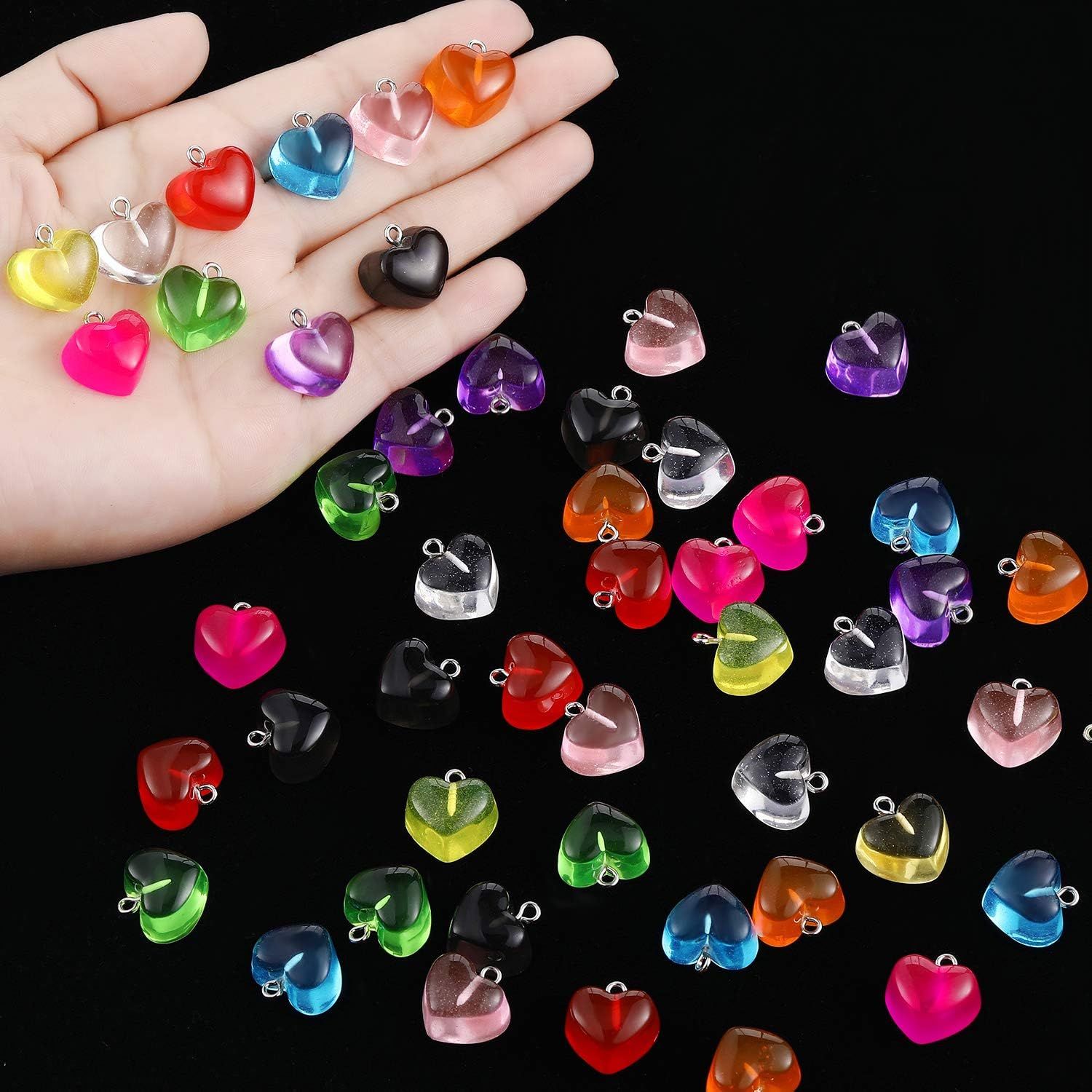 Heart Charms Pendant Colorul Love Heart Candy Keychains Charm Necklace Earring Pendant or DIY Jewelry Crats Supplies - Image 4
