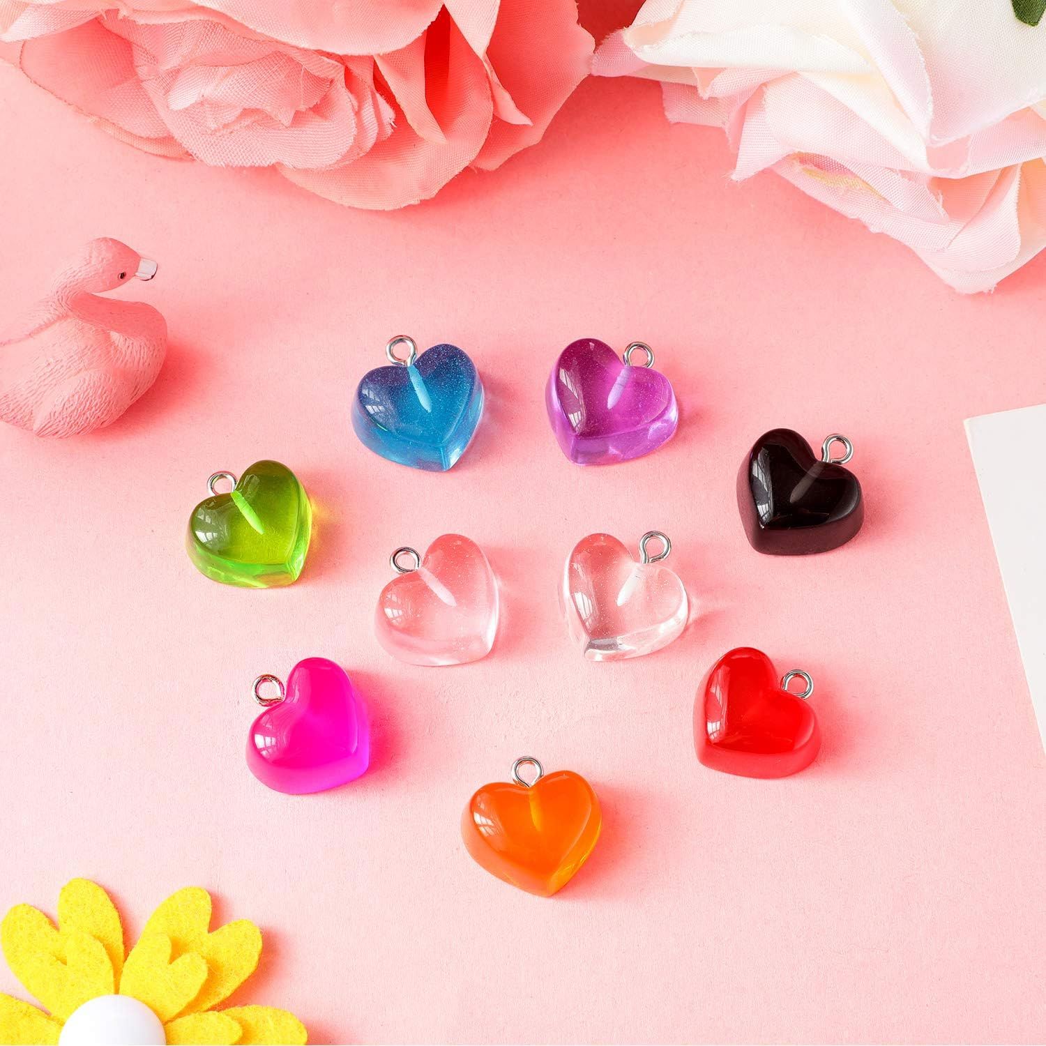 Heart Charms Pendant Colorul Love Heart Candy Keychains Charm Necklace Earring Pendant or DIY Jewelry Crats Supplies - Image 6