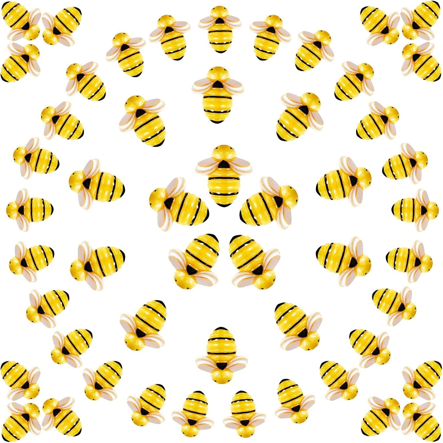 60 Pcs Tiny Resin Bees or Crats, 3 Size Mini Plastic Garden Bees Embellishment or Honey Themed Party Decor Art DIY Crats Baby Shower Birthday Christmas Party Cake Decorations - Image 1