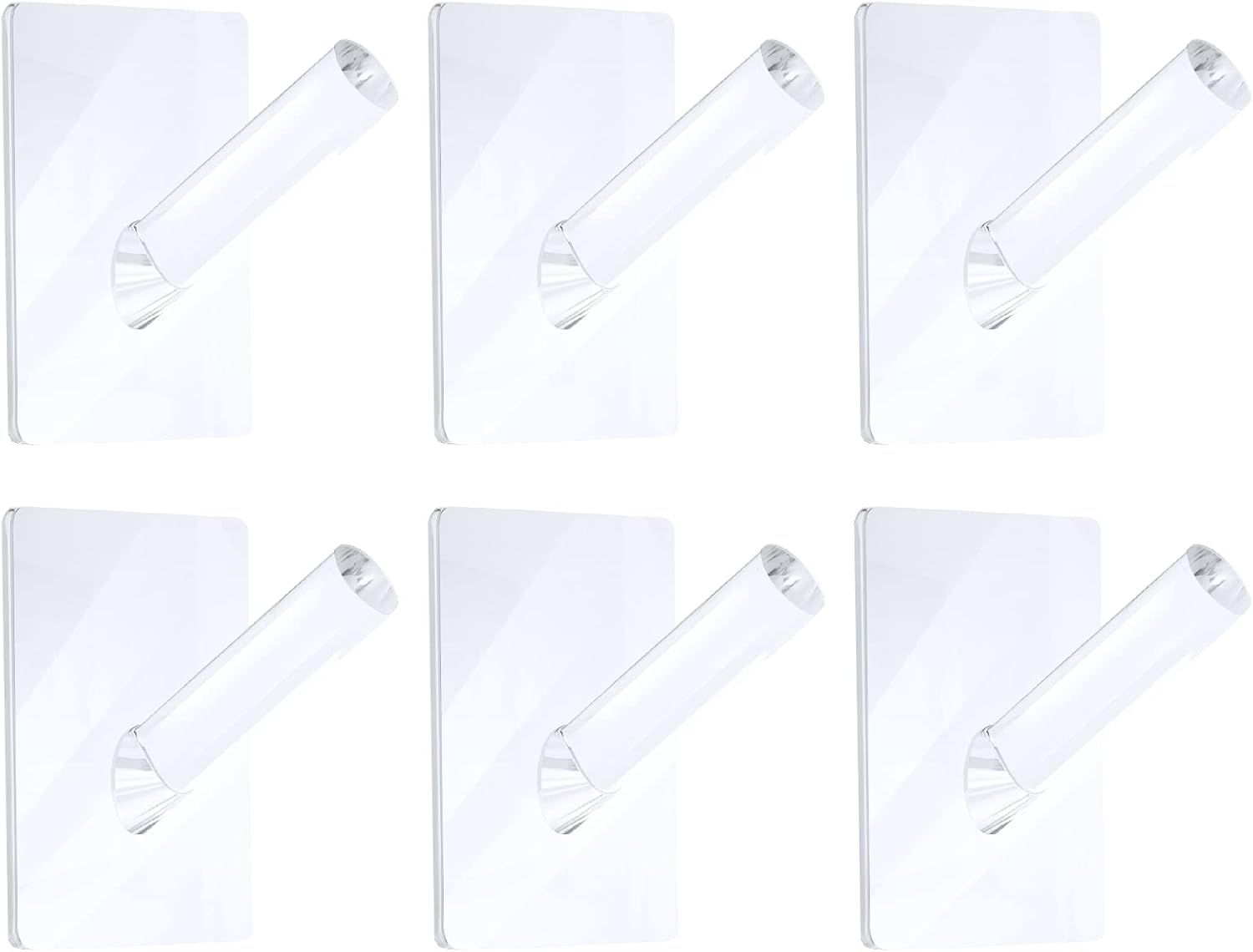 6 Pieces Clear Acrylic Hat Hooks or Wall Heavy Duty Wall Mounted Coat Clothes Towels Hook Sel Adhesive Jewelry Organizer Hanging Display Rack Seamless Stick or Home Bathroom Bedroom Oice - Image 1