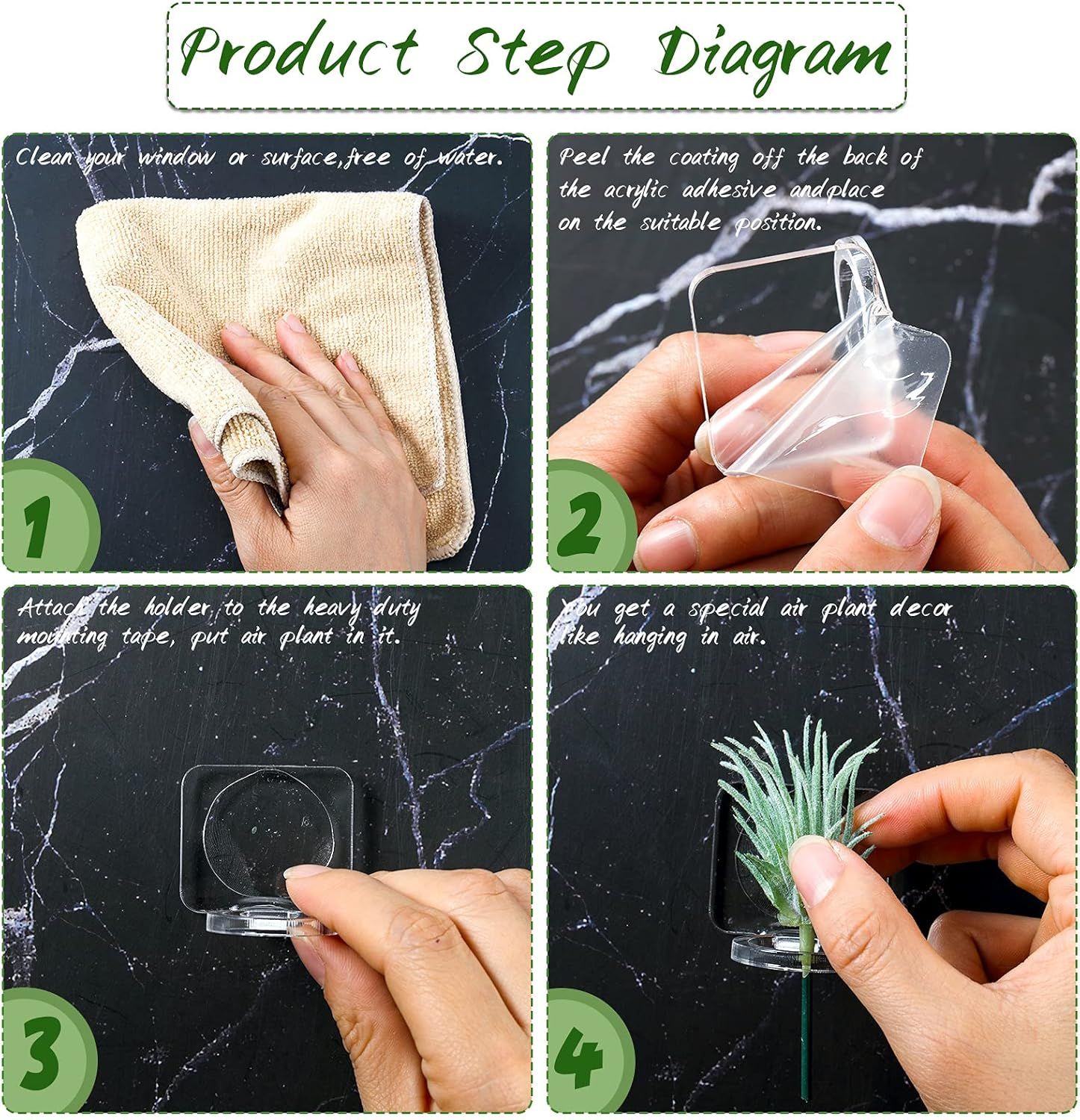 12 Pcs Acrylic Air Plants Holder Hanger with Mounting Tape or Hanging Air Plants on Glass Display Home Decoration - Image 6