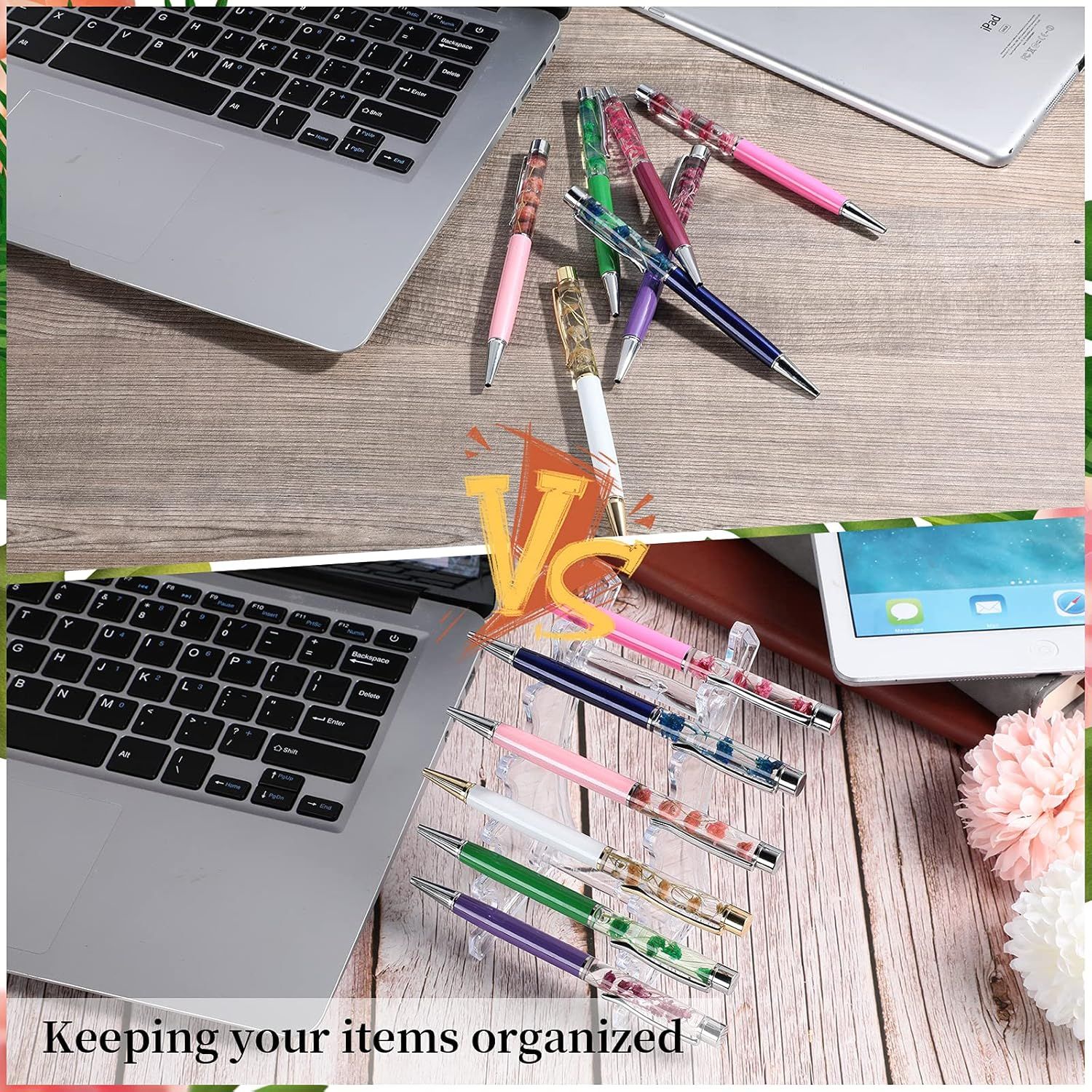 2 Pieces Plastic Pen Holder Stand 6-Slots Pencil Display Makeup Brush Rack Organizer Vertical Pencil Show Tool Rack Acrylic Pen Holder or Oice Home(Clear) - Image 4