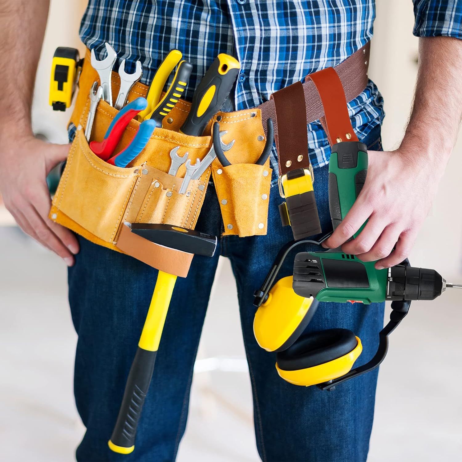 4 Pieces Leather Tape Measure Holder Belt Clip Measuring Tool Loop or Drills Impact Tools - Image 2