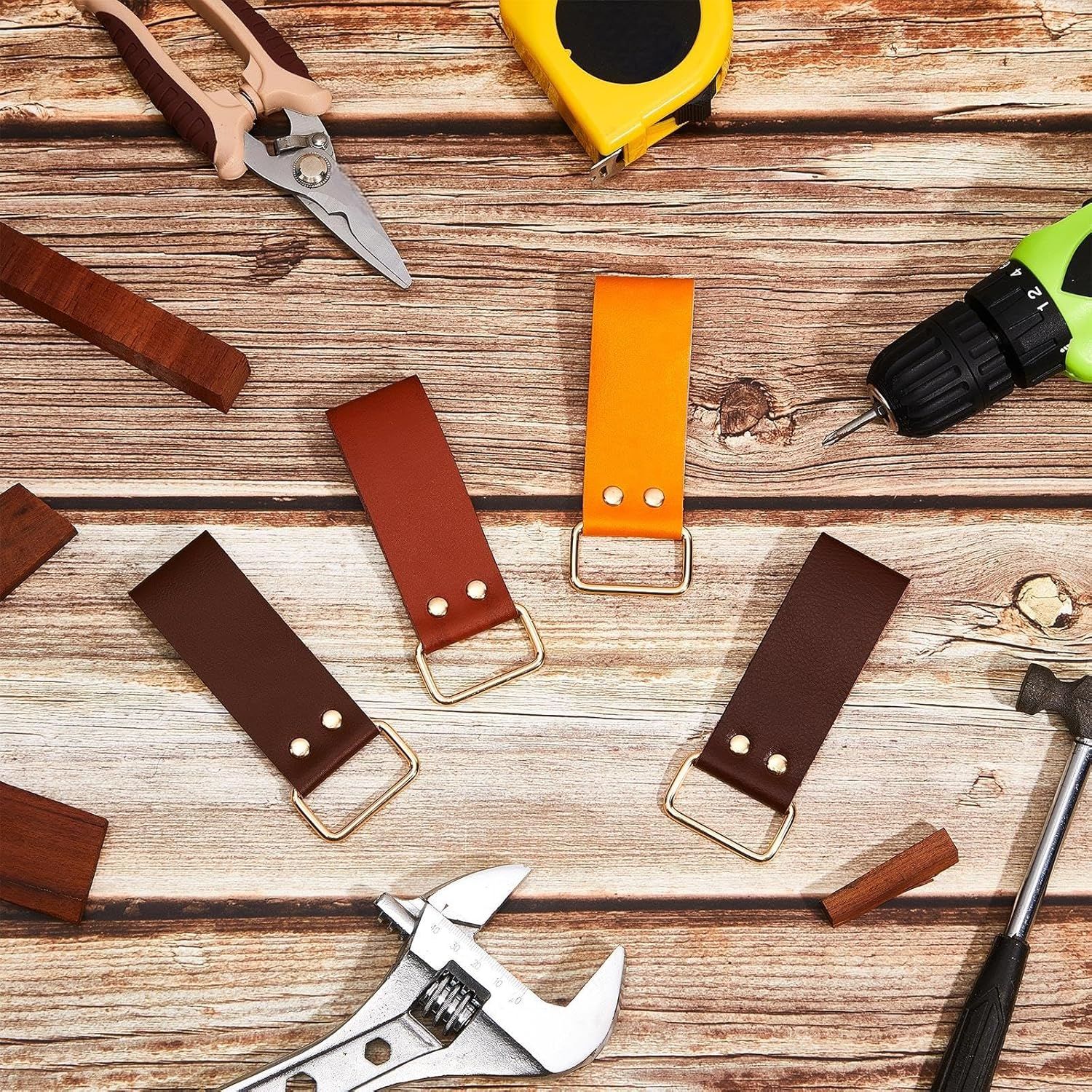 4 Pieces Leather Tape Measure Holder Belt Clip Measuring Tool Loop or Drills Impact Tools - Image 6