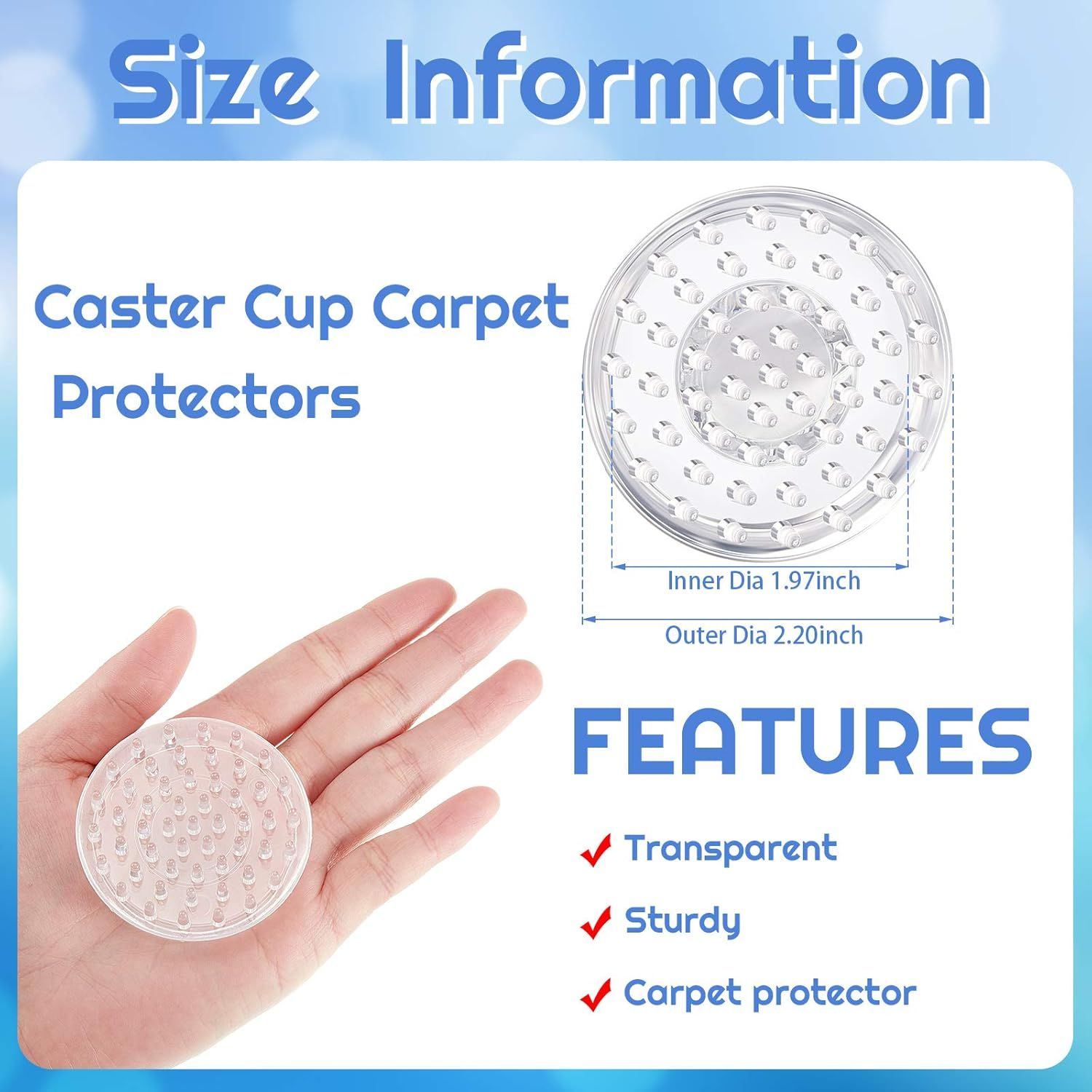 8 Pieces Carpet Protectors Spiked Caster Cups Round urniture Caster Cups Spiked Carpet or urniture Legs, Soas, Tables, Chairs - Image 3