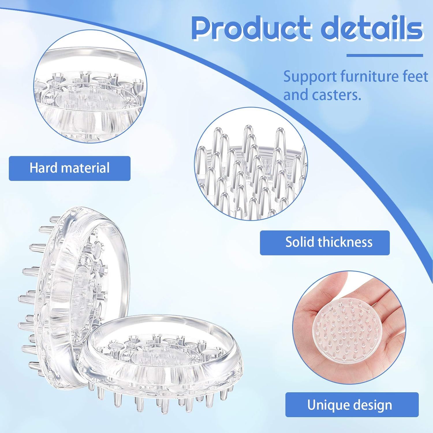 8 Pieces Carpet Protectors Spiked Caster Cups Round urniture Caster Cups Spiked Carpet or urniture Legs, Soas, Tables, Chairs - Image 4