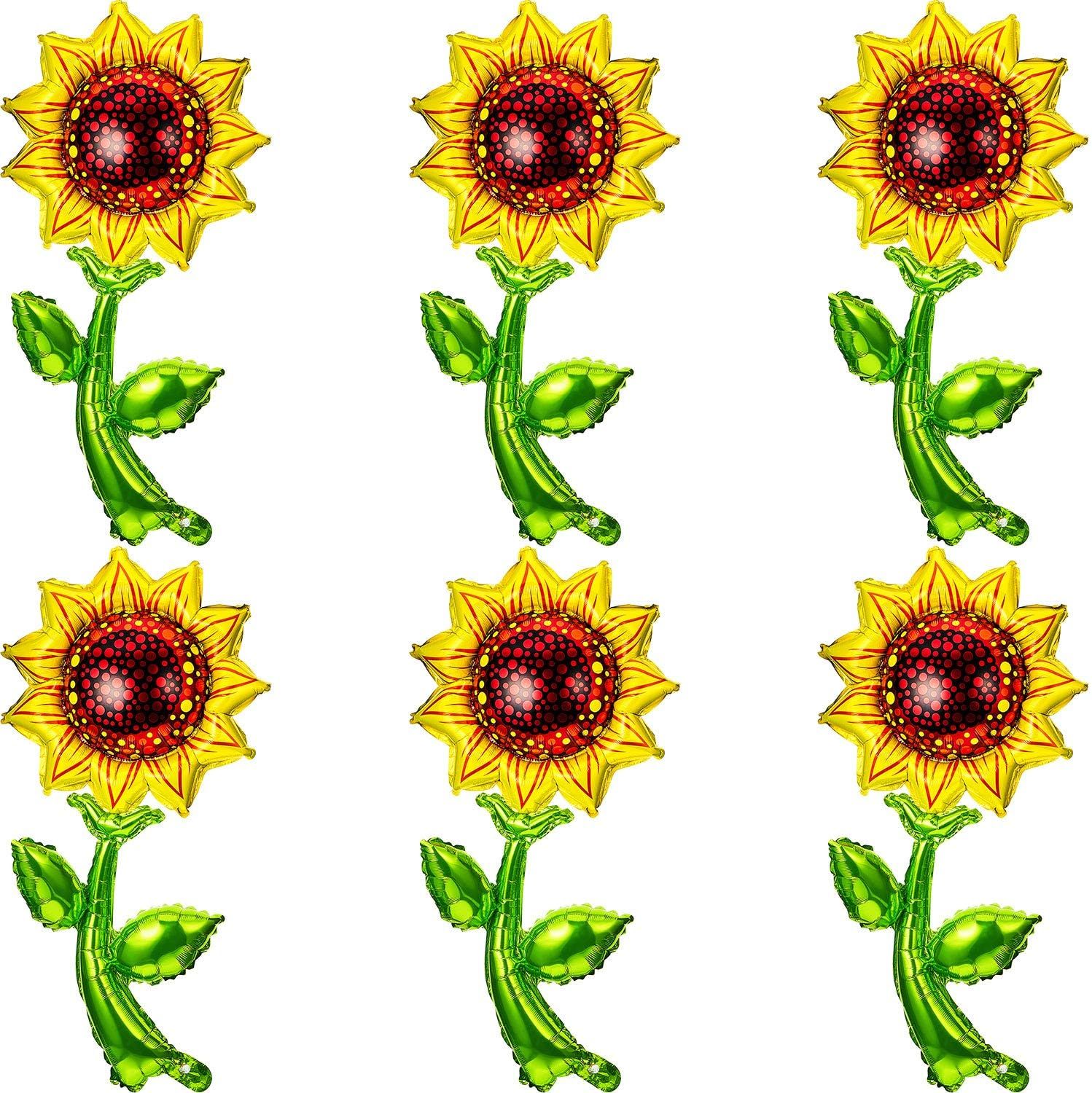 6 Pieces 36 Inch Sunlower Balloons Sunlower Birthday Party Decorations Supplies Yellow Aluminum oil Balloon Garland or Summer lower Theme Party Wedding Baby Shower Decor - Image 1