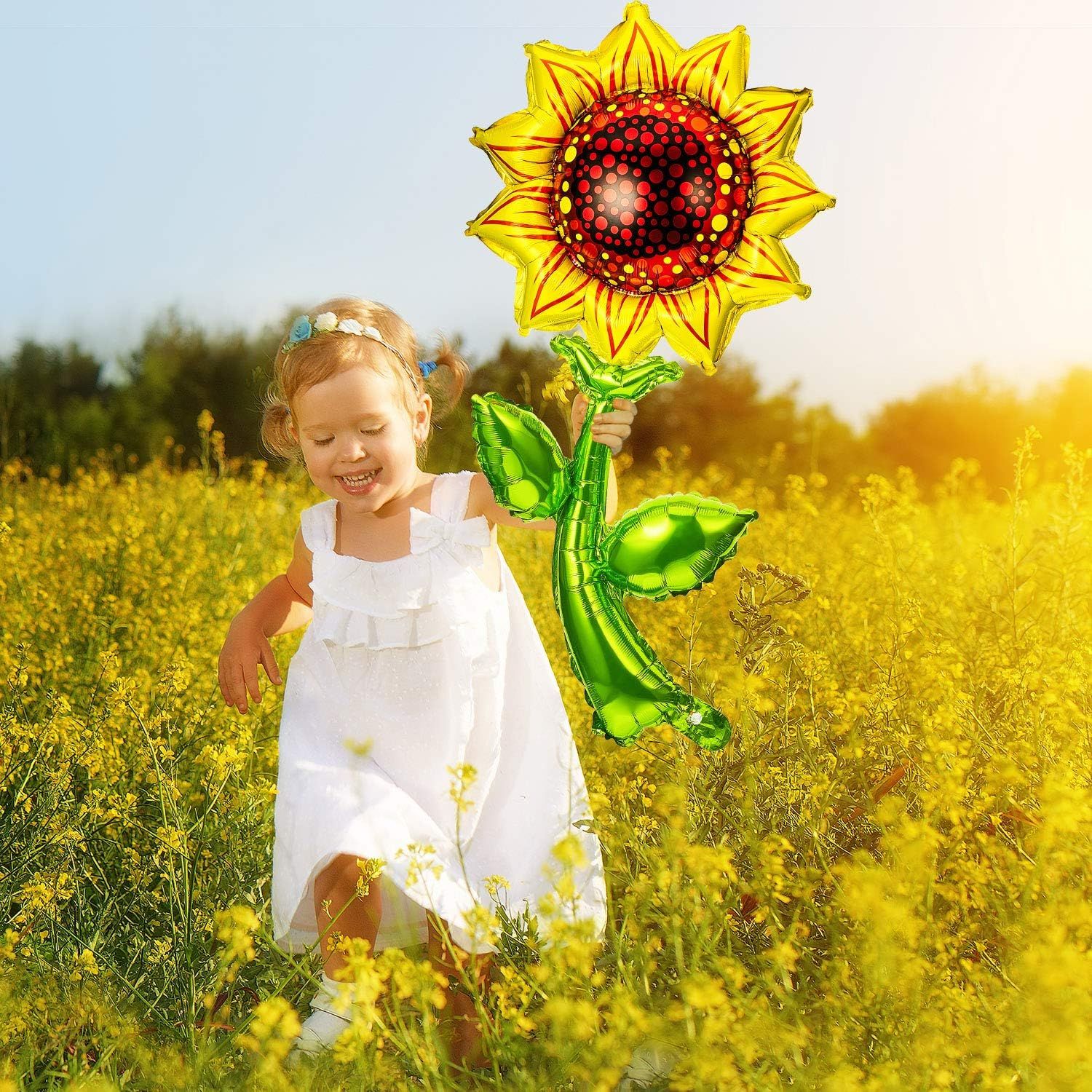 6 Pieces 36 Inch Sunlower Balloons Sunlower Birthday Party Decorations Supplies Yellow Aluminum oil Balloon Garland or Summer lower Theme Party Wedding Baby Shower Decor - Image 6