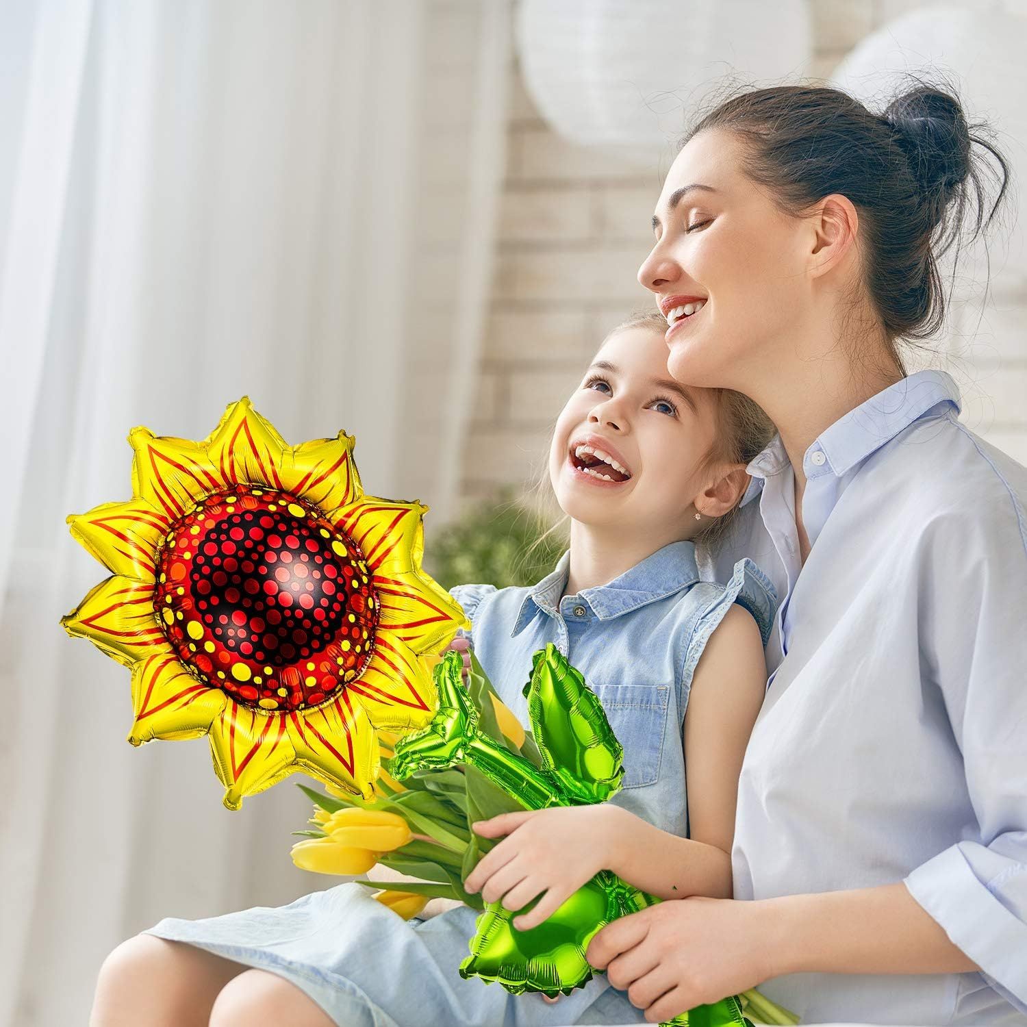 6 Pieces 36 Inch Sunlower Balloons Sunlower Birthday Party Decorations Supplies Yellow Aluminum oil Balloon Garland or Summer lower Theme Party Wedding Baby Shower Decor - Image 7