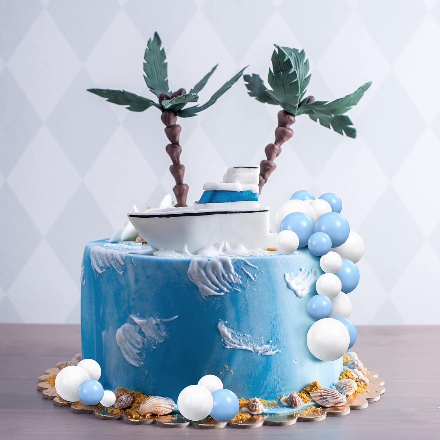 66 Pcs Ball Cake Topper Decorations Mini Balloon Sticks DIY Cake Picks Insert oam Balls or Graduation Wedding Party Birthday Decorating Supplies(Blue, White) - Image 7