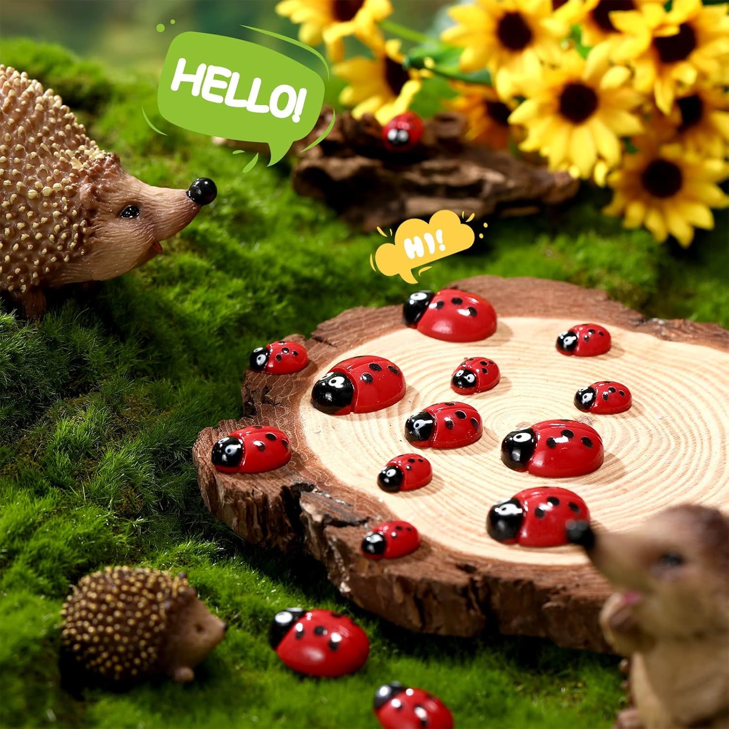 100 Pieces Tiny Resin Ladybugs Decor 0.55''-0.98'' 3 Sizes Mini Ladybugs Ornaments Miniature igurines Crat or DIY airy Garden Dollhouse Micro Landscaping Wreath Cake Home Decoration Party - Image 2