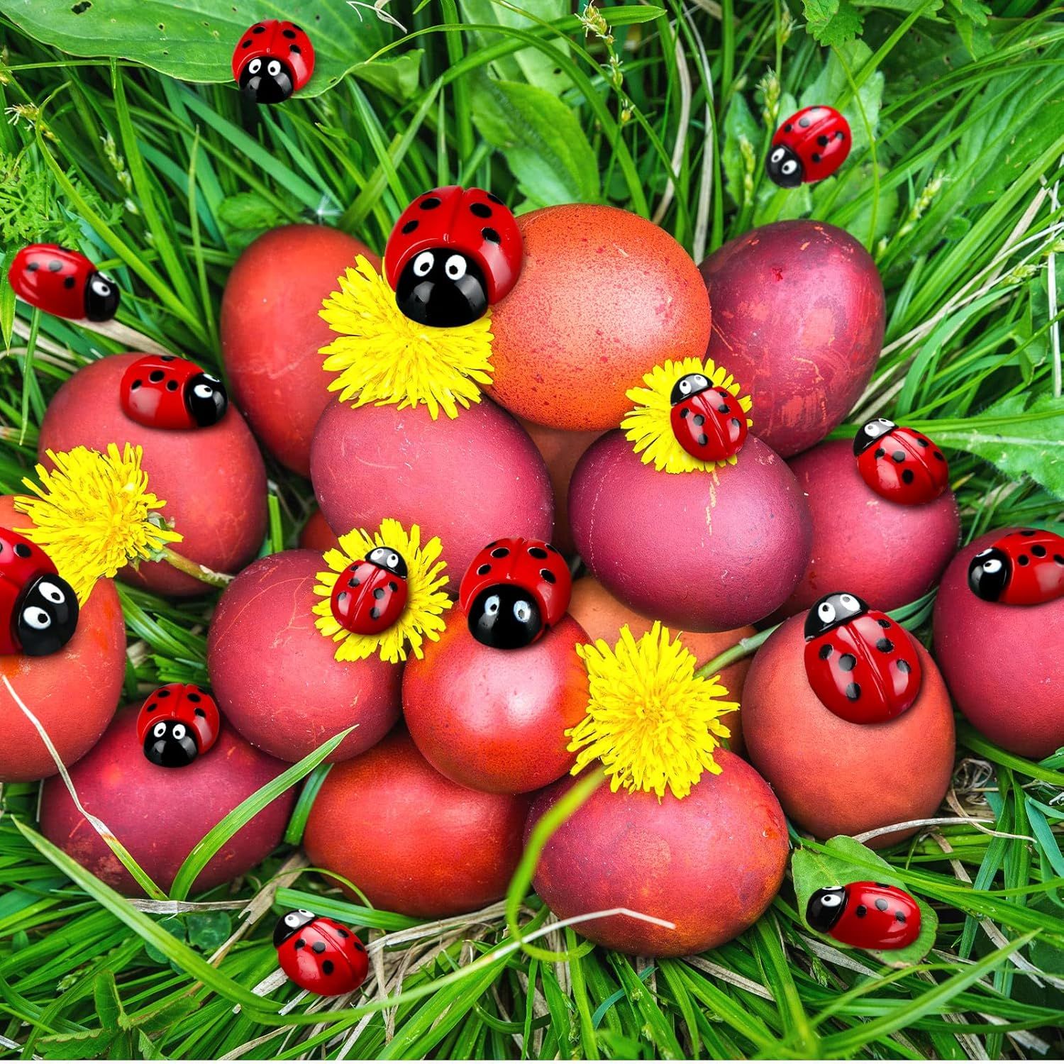 100 Pieces Tiny Resin Ladybugs Decor 0.55''-0.98'' 3 Sizes Mini Ladybugs Ornaments Miniature igurines Crat or DIY airy Garden Dollhouse Micro Landscaping Wreath Cake Home Decoration Party - Image 5
