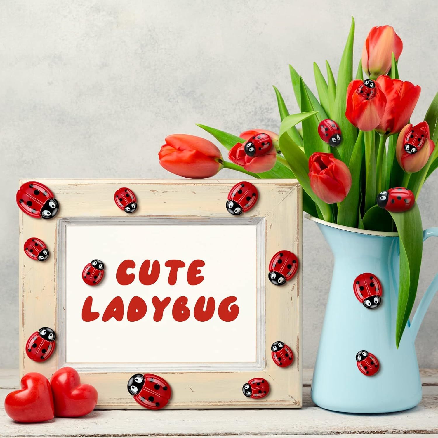 100 Pieces Tiny Resin Ladybugs Decor 0.55''-0.98'' 3 Sizes Mini Ladybugs Ornaments Miniature igurines Crat or DIY airy Garden Dollhouse Micro Landscaping Wreath Cake Home Decoration Party - Image 6