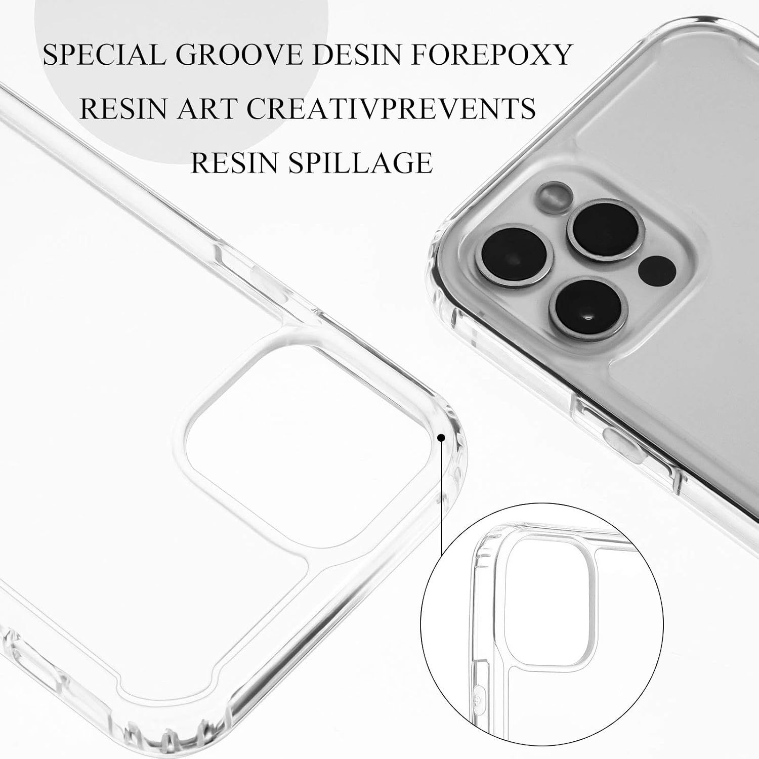 4 Pieces Clear DIY Phone Case Compatible with iPhone 12/12 Pro 6. 1 Inch Transparent Epoxy Resin Anti-Slip Mobile Phone Junk Cases Including 2 Hard Shells and 2 Sot Shells - Image 2