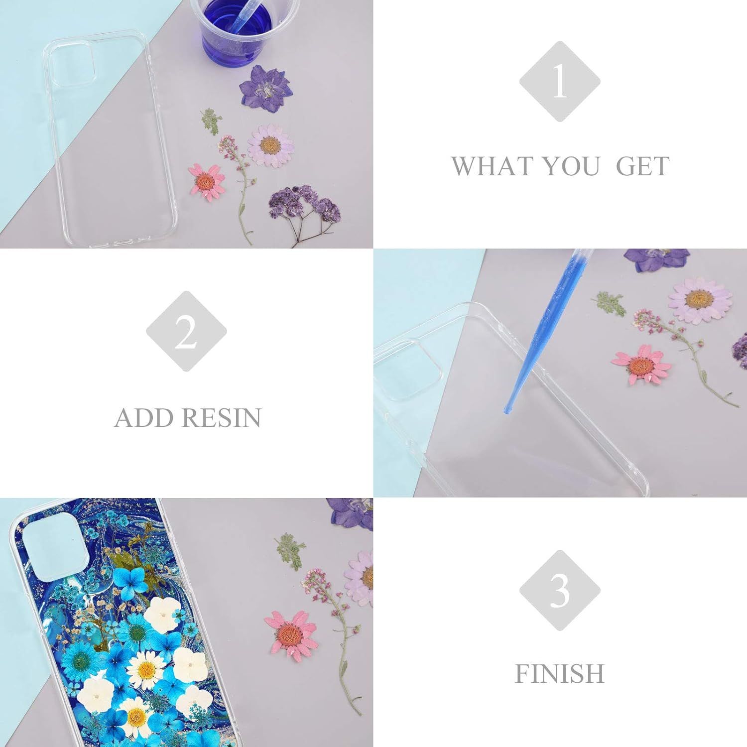 4 Pieces Clear DIY Phone Case Compatible with iPhone 12/12 Pro 6. 1 Inch Transparent Epoxy Resin Anti-Slip Mobile Phone Junk Cases Including 2 Hard Shells and 2 Sot Shells - Image 3