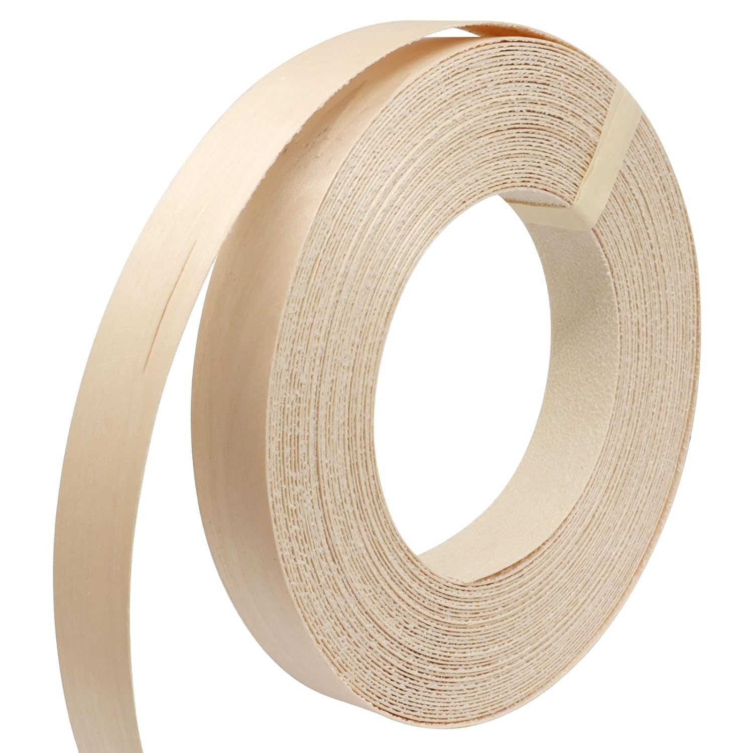 Biaungdo Birch Edge Banding 7/8 Inch x 50ft, Wood Veneer Roll Tape Banding Pre-Glued, Iron-on Veneer Edging Band Strips for Cabinet, Furniture Restoration - Image 1