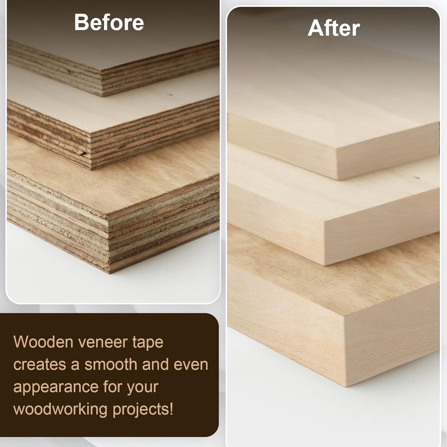 Biaungdo Birch Edge Banding 7/8 Inch x 50ft, Wood Veneer Roll Tape Banding Pre-Glued, Iron-on Veneer Edging Band Strips for Cabinet, Furniture Restoration - Image 4