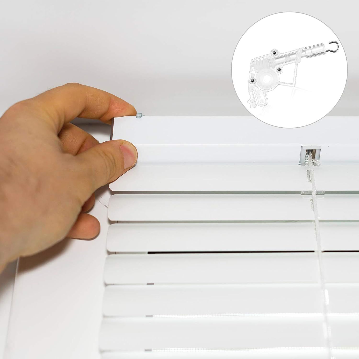 4 Pieces Low Proile Wand Tilter Universal Wand Tilter or 2 Inches Horizontal Blinds Tilt Mechanism Hook Connection with Hexagon Shaped Gear Low Rail Blinds Parts - Image 6