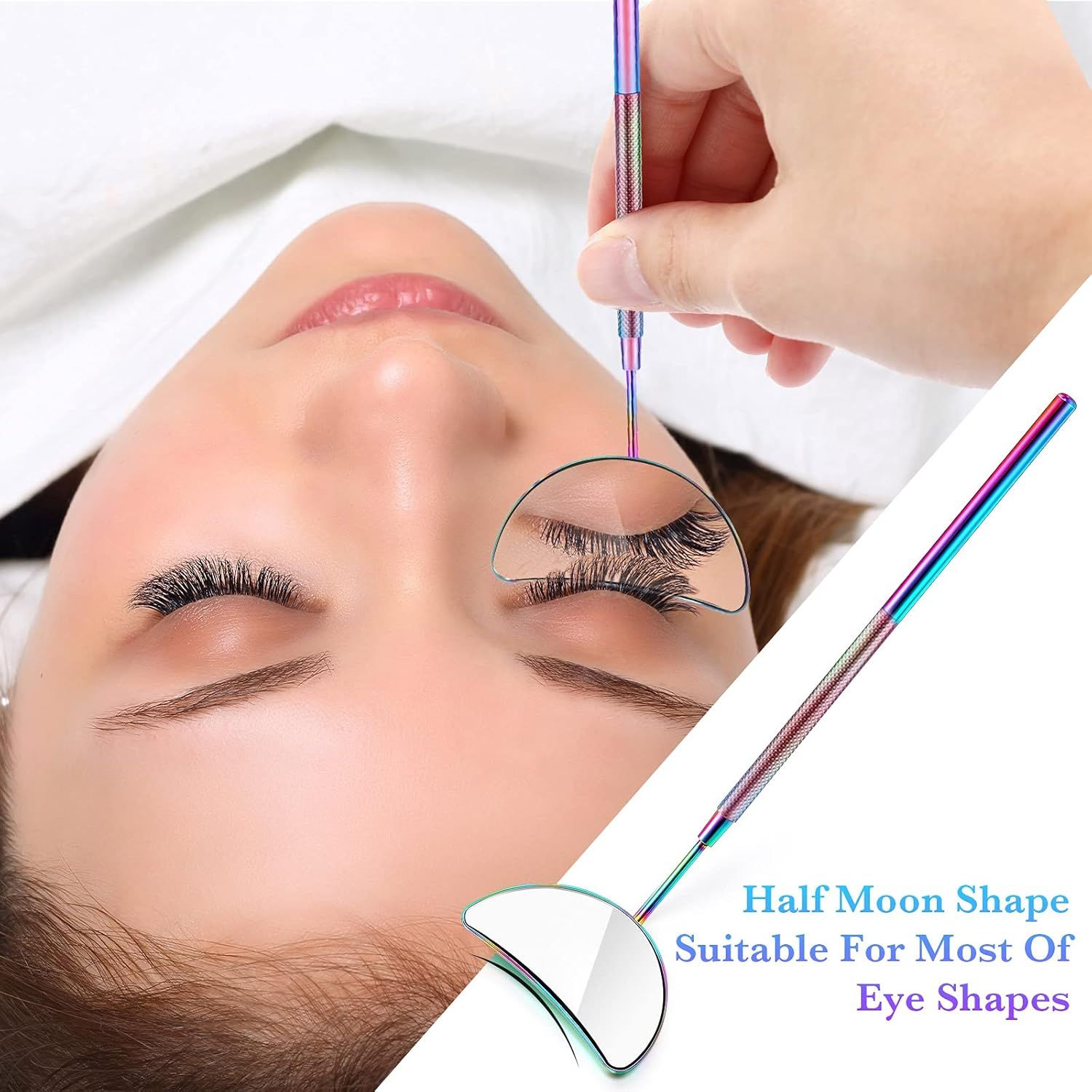 2 Pieces Lash Mirror Eyelash Extension Mirror Hal-moon Shape Lash Mirror 1.96 inch Stainless Steel Eyelash Mirror Tool Large Eyelash Inspection Mirror or Women Girls Makeup Supplies - Image 4