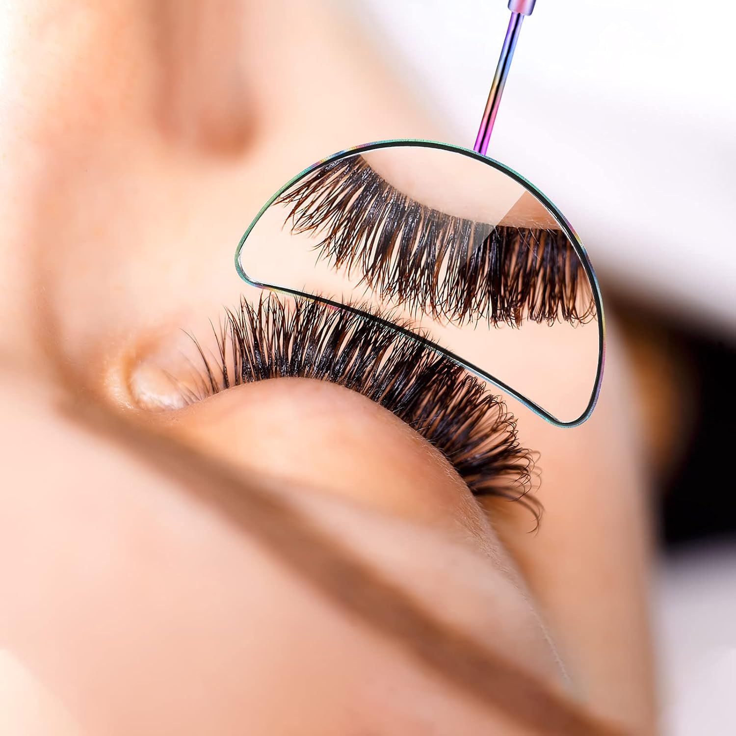 2 Pieces Lash Mirror Eyelash Extension Mirror Hal-moon Shape Lash Mirror 1.96 inch Stainless Steel Eyelash Mirror Tool Large Eyelash Inspection Mirror or Women Girls Makeup Supplies - Image 5