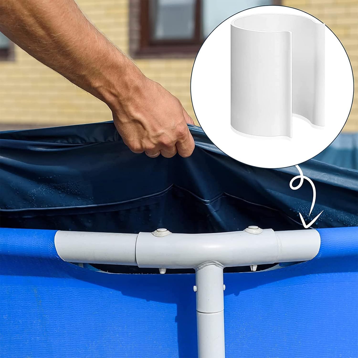 16 Pcs White Pool Cover Clips or Above Ground Pools PVC Clamps or Swimming Pool Wind Guard Cover Clips or 1-1/2 Inch PVC Pipe or Securing Swimming with Metal Railing - Image 4