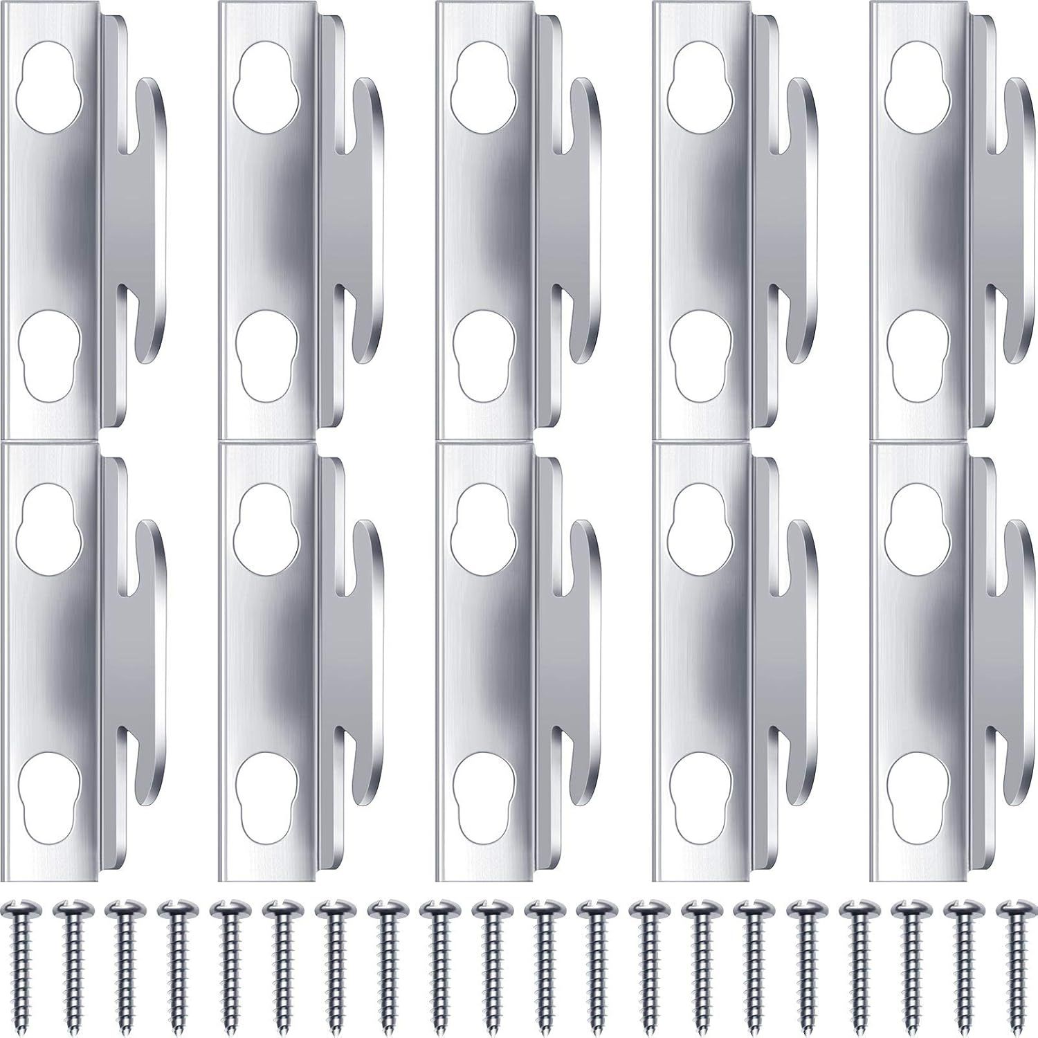 Curtain Rod Brackets & Hooks Accessories - Adjustable Sets with Screws & Support Hangers or Home & Kitchen (10 Sets) - Image 1