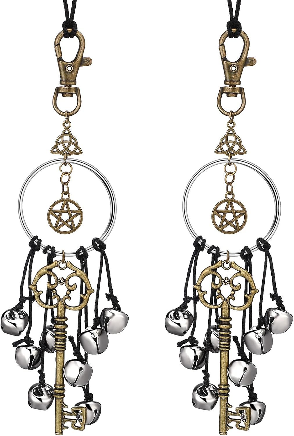Witch Bells or Door Witchcrat Bells Supplies Wiccan Decor Altar Bell Antique Magic Keys Witchy Wicca Home Protection Decor Kitchen Witch Decor (2 Pieces) - Image 1