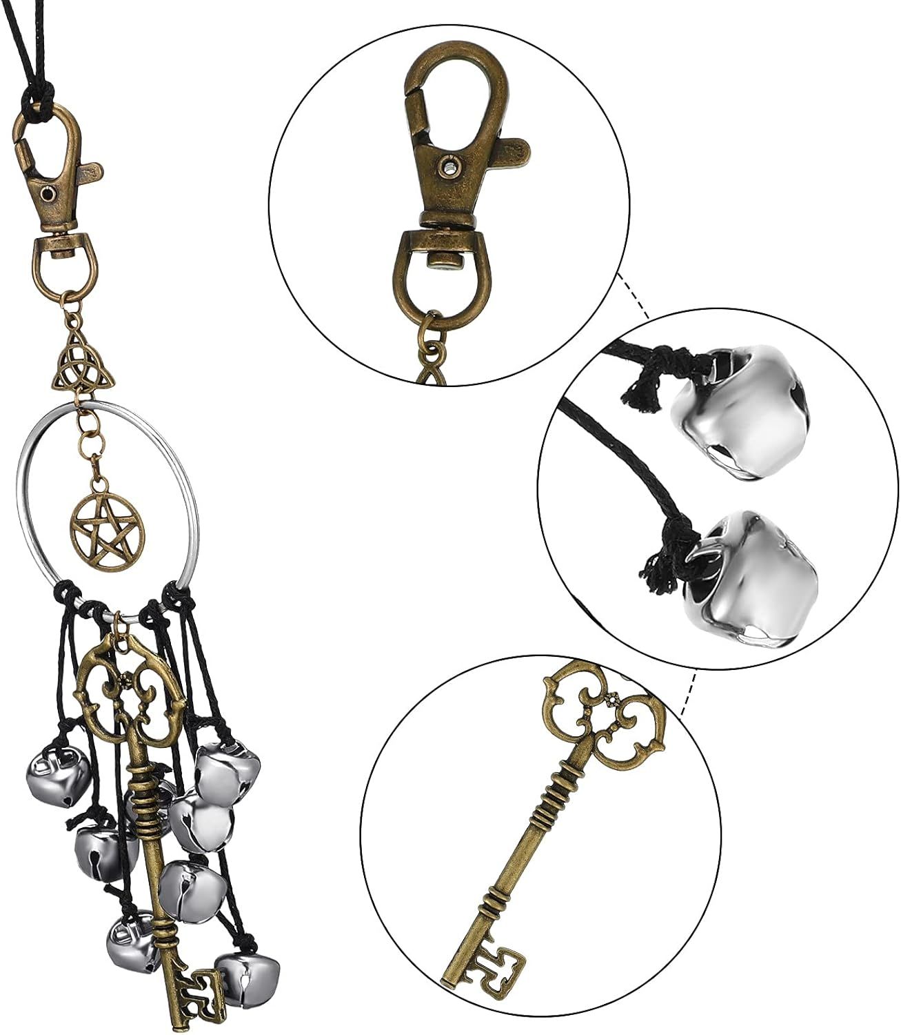 Witch Bells or Door Witchcrat Bells Supplies Wiccan Decor Altar Bell Antique Magic Keys Witchy Wicca Home Protection Decor Kitchen Witch Decor (2 Pieces) - Image 3