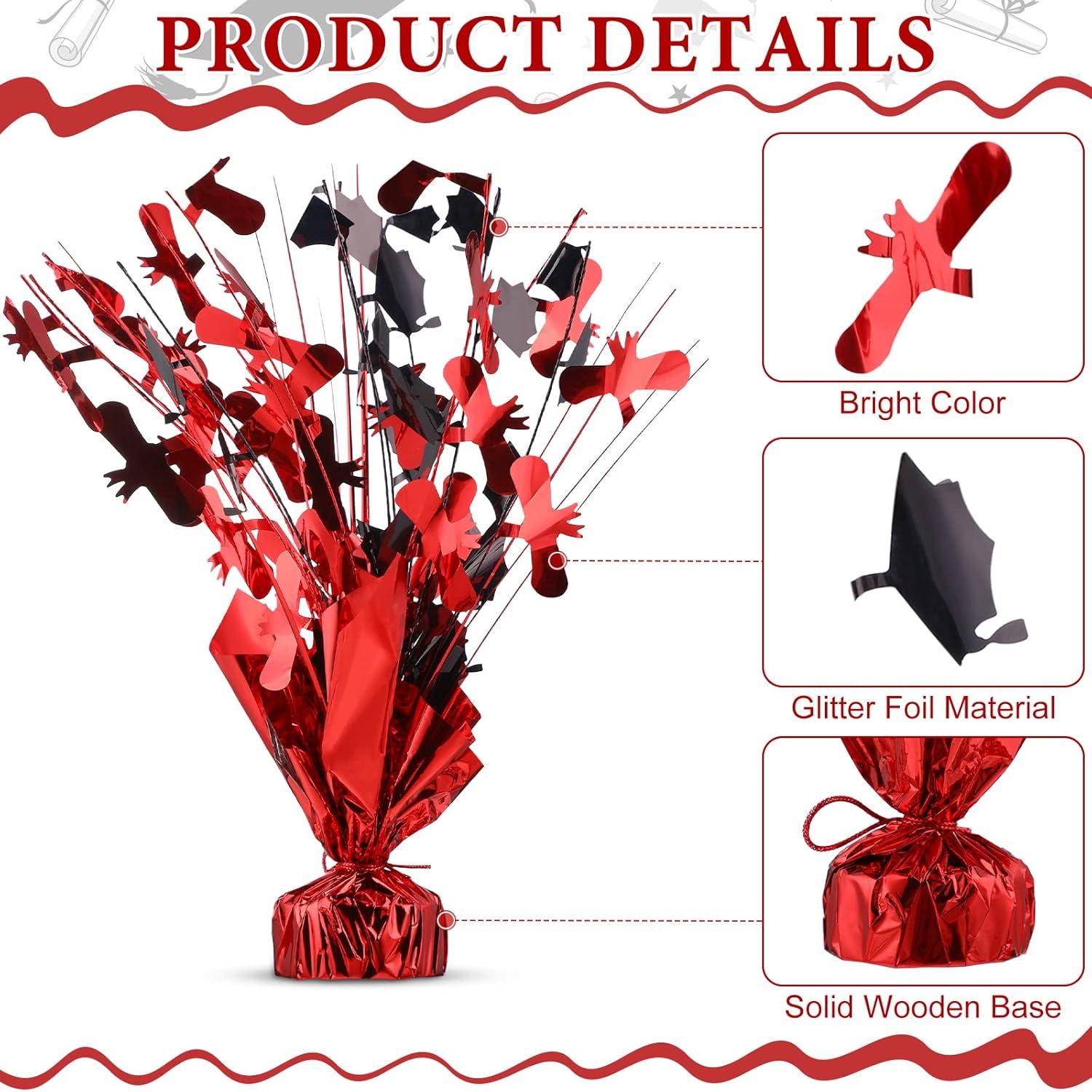 3 Pcs Graduation Table Centerpieces Graduation Table Decoration Glitter oil Graduate Centerpieces or 2026 Grad Party Graduation Certiicates(Red) - Image 3